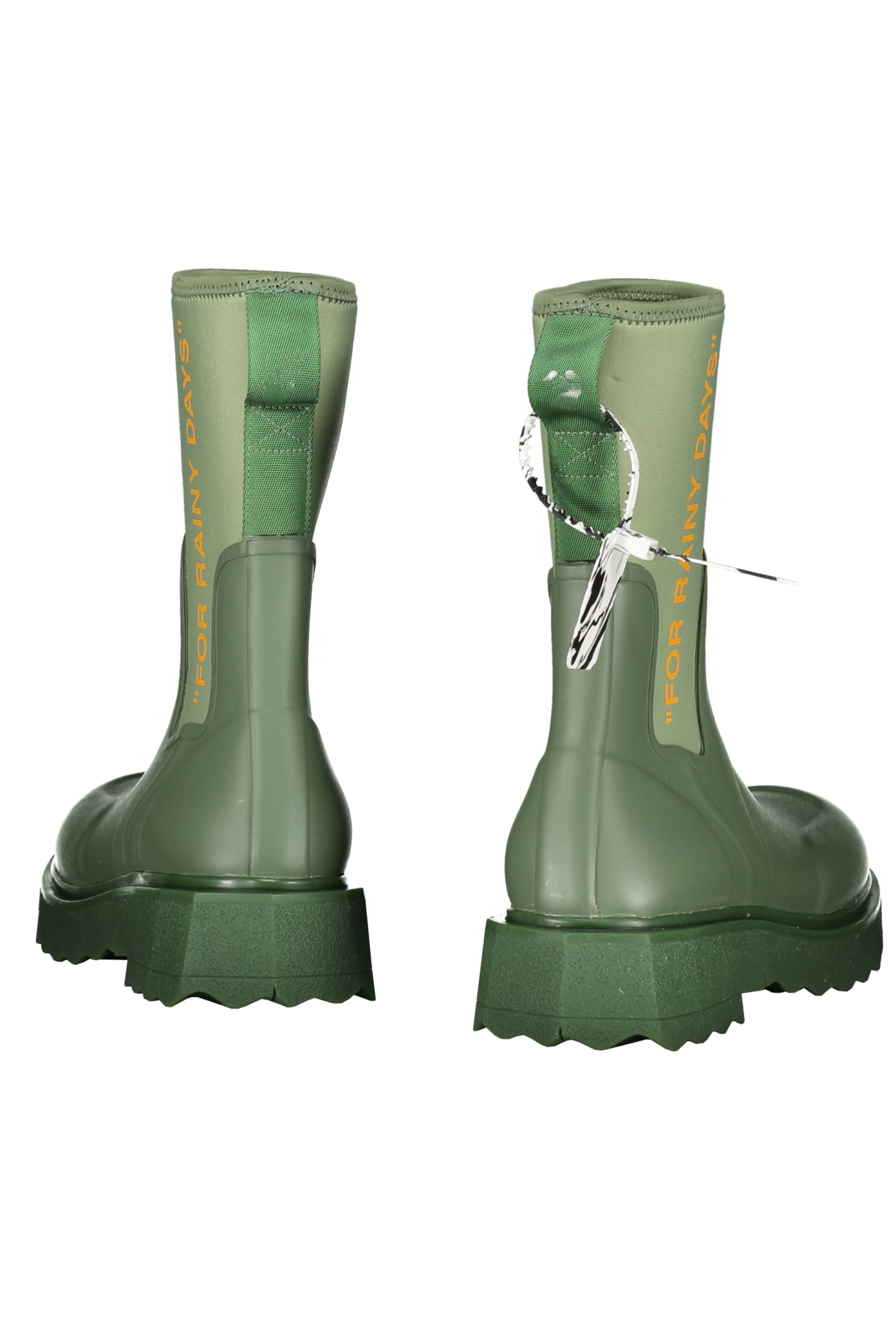 Shop Off-white Rubber And Neoprene Rain Boots In Green