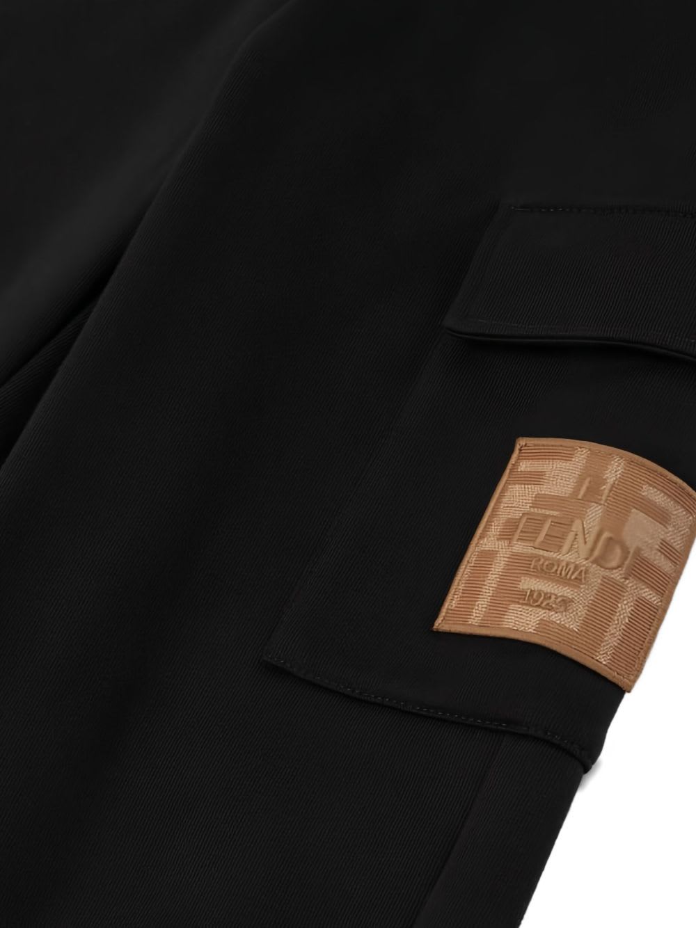 Fendi Kids Black Jogger Pants With Ff Logo In Black