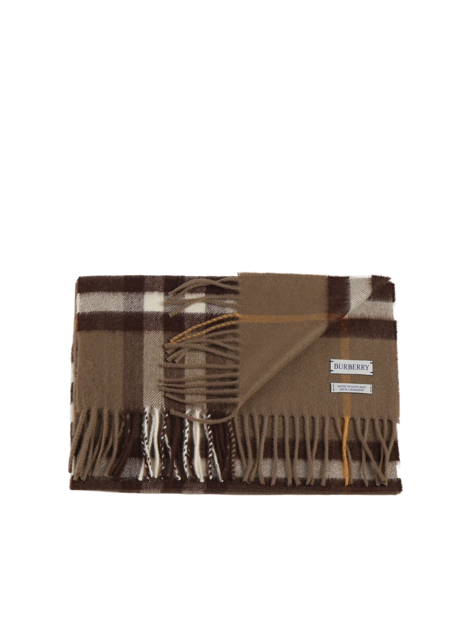 Burberry Embroidered Cashmere Scarf In Brown