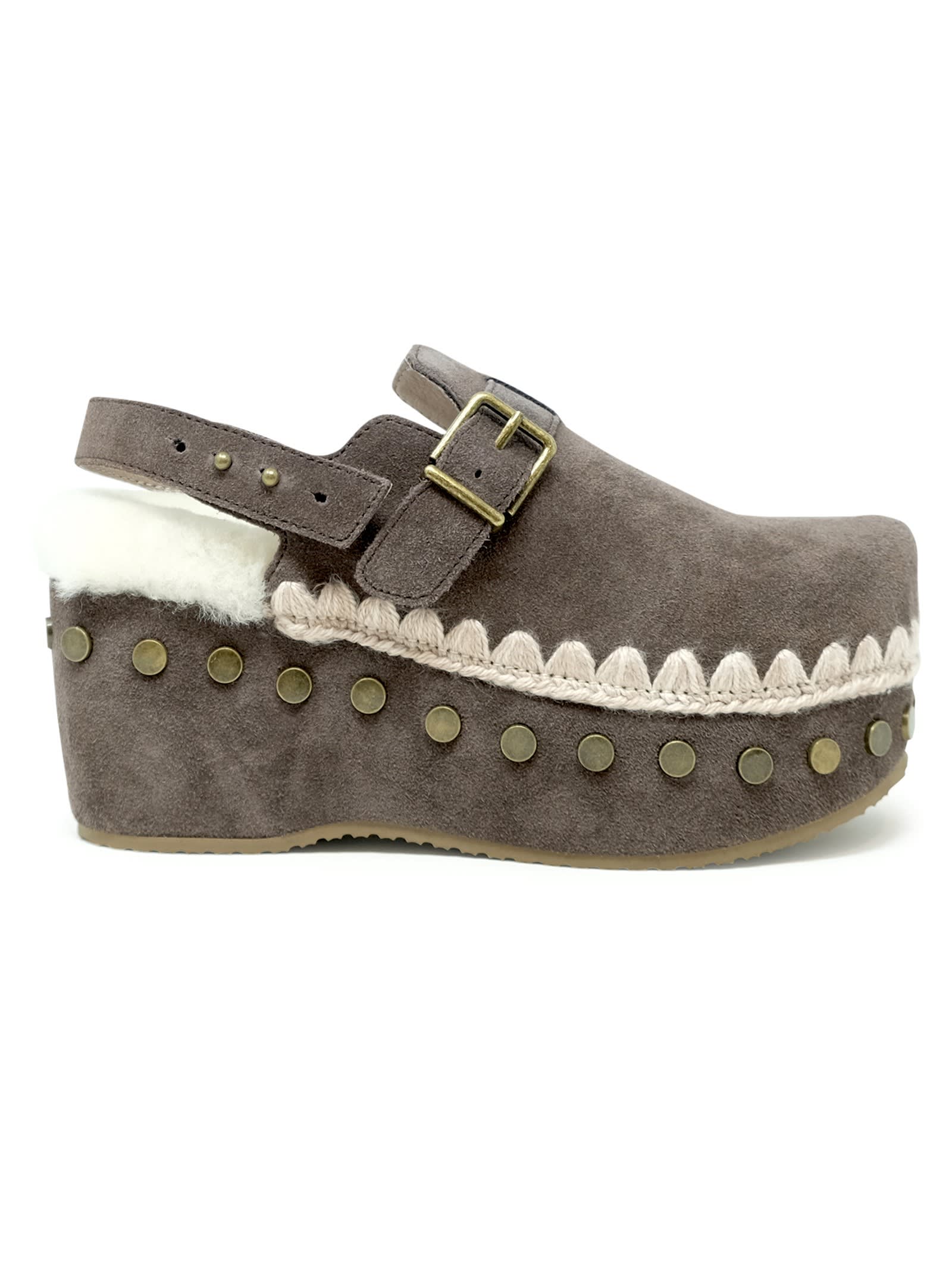 Moka Back Strap Leather Rubber Clog Shoe