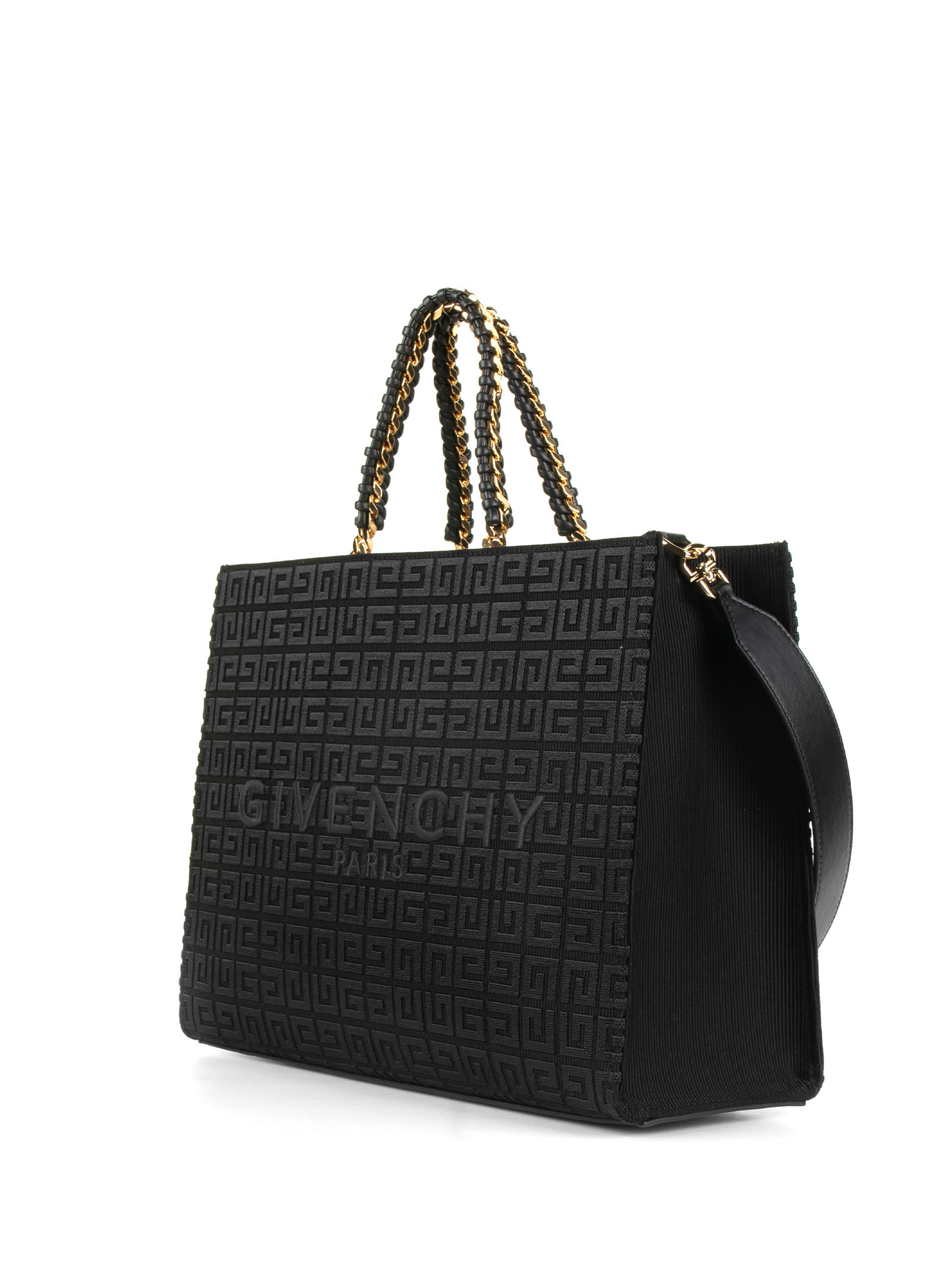 Shop Givenchy Medium Tote Bag In Canvas With 4g Motif In Black