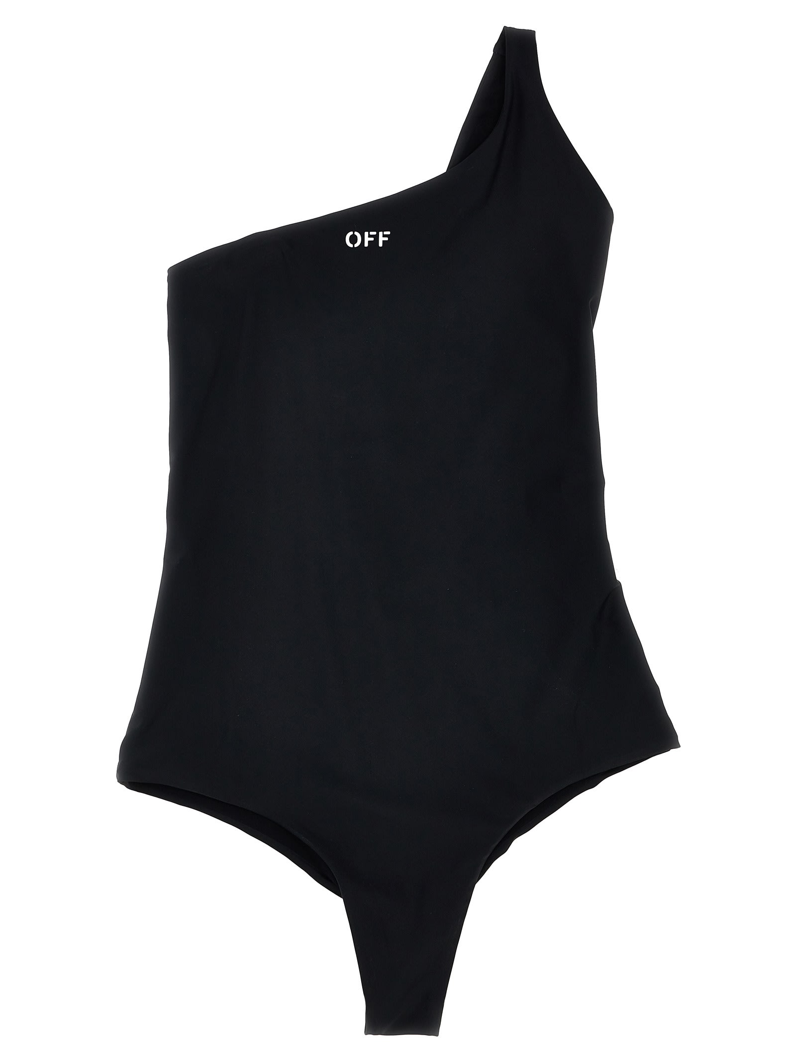 One-shoulder Swimsuit In Black Polyamide Blend