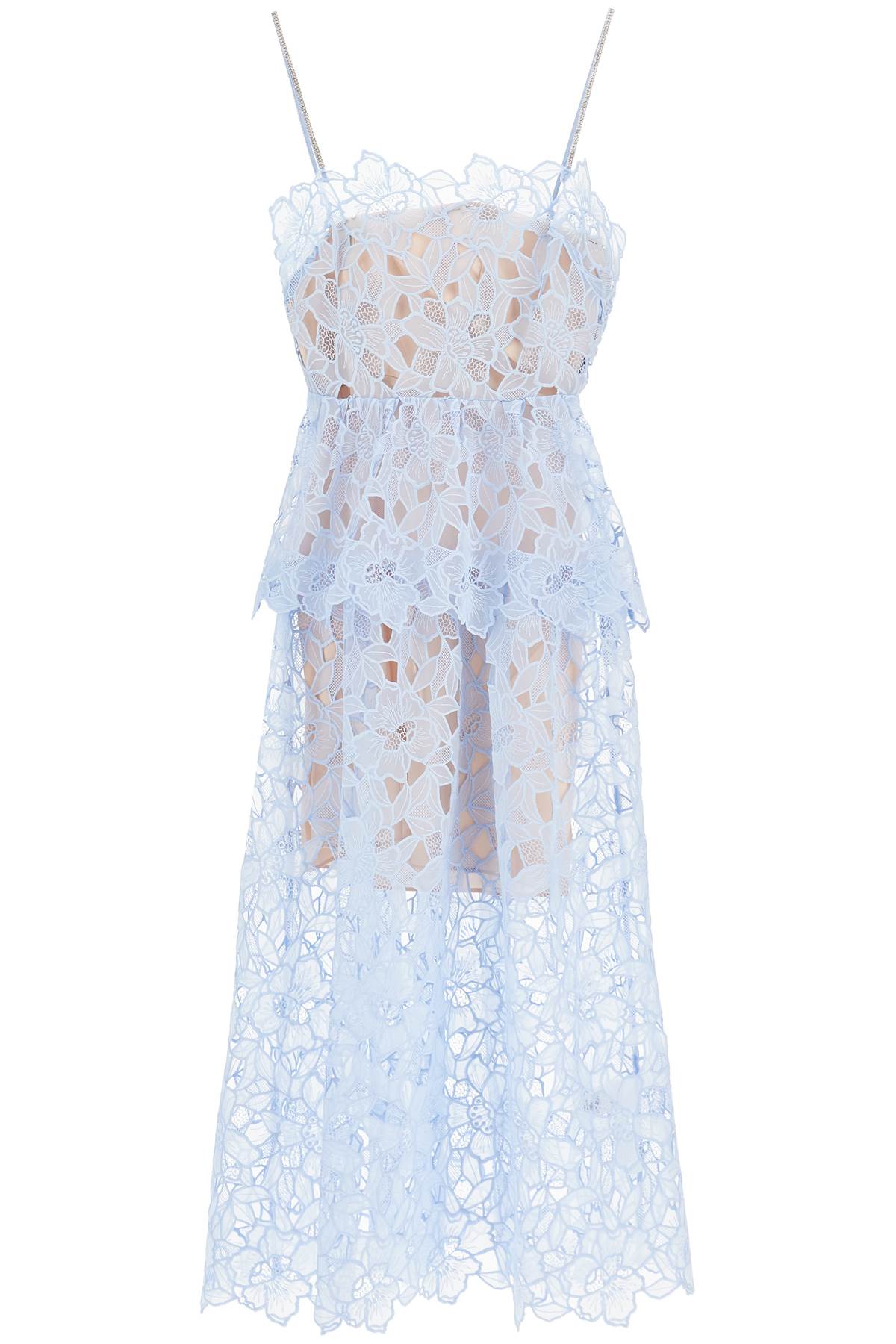 Shop Self-portrait Midi Organza Dress In In Blue (light Blue)