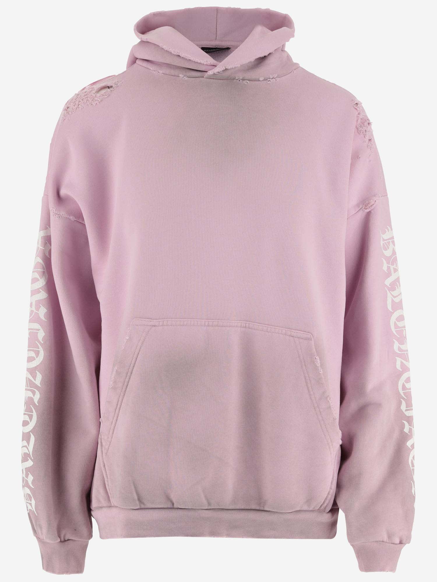 Shop Balenciaga Cotton Hoodie With Logo In Light Pink