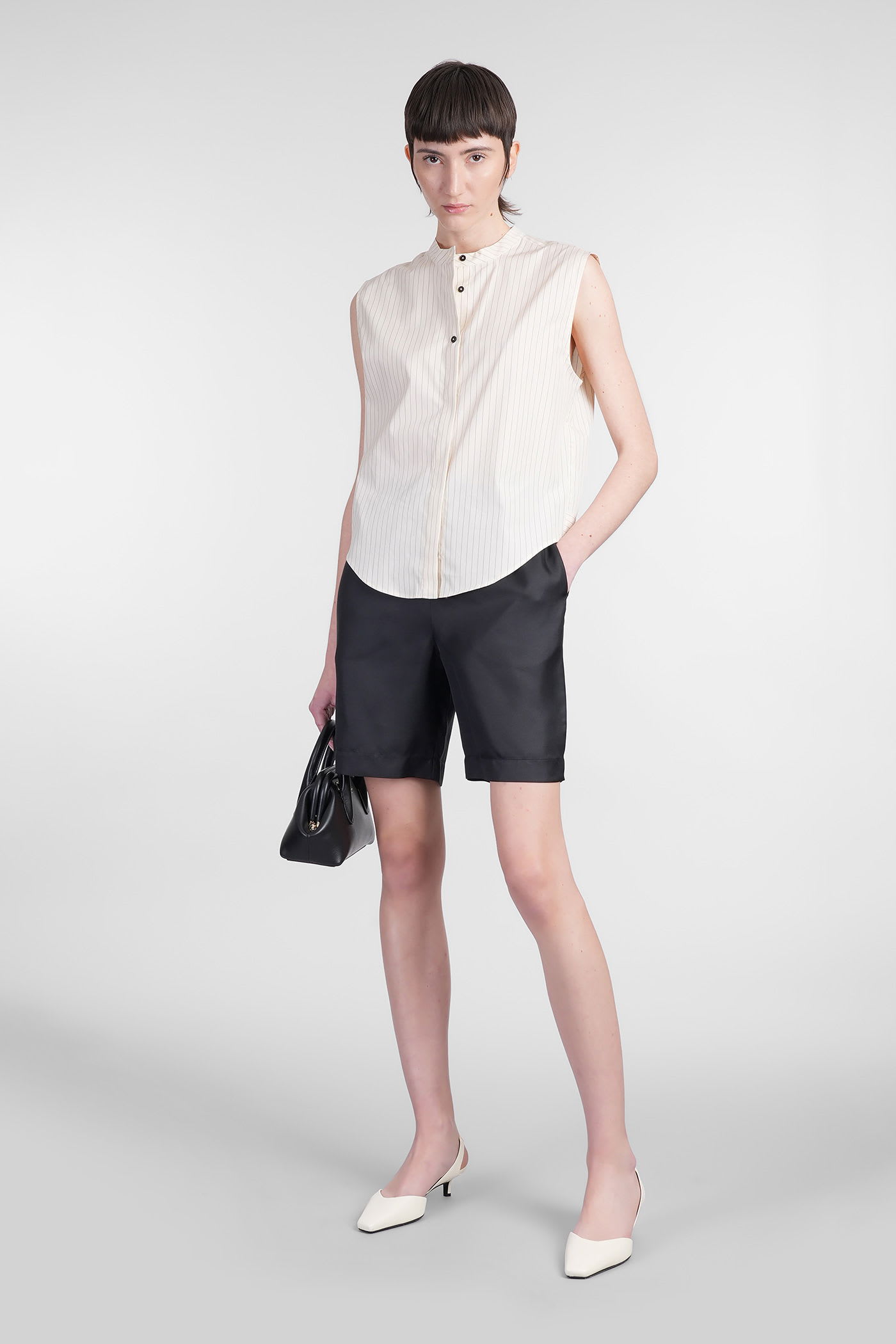 LOULOU STUDIO ZINIA SHORTS IN BLACK SILK 