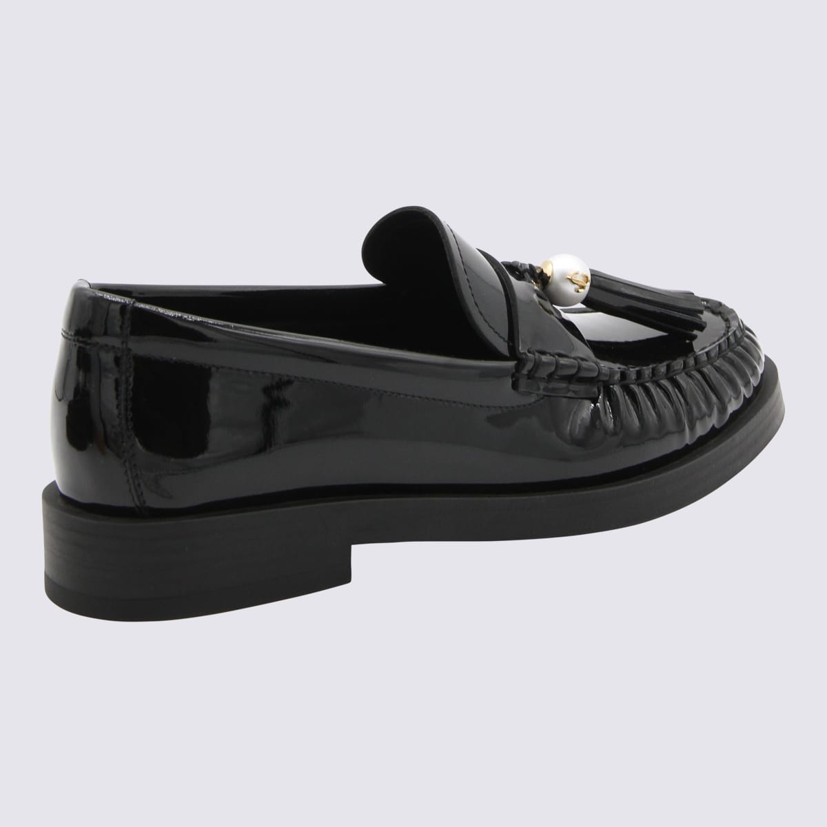 Shop Jimmy Choo Black Leather Addie Loafers