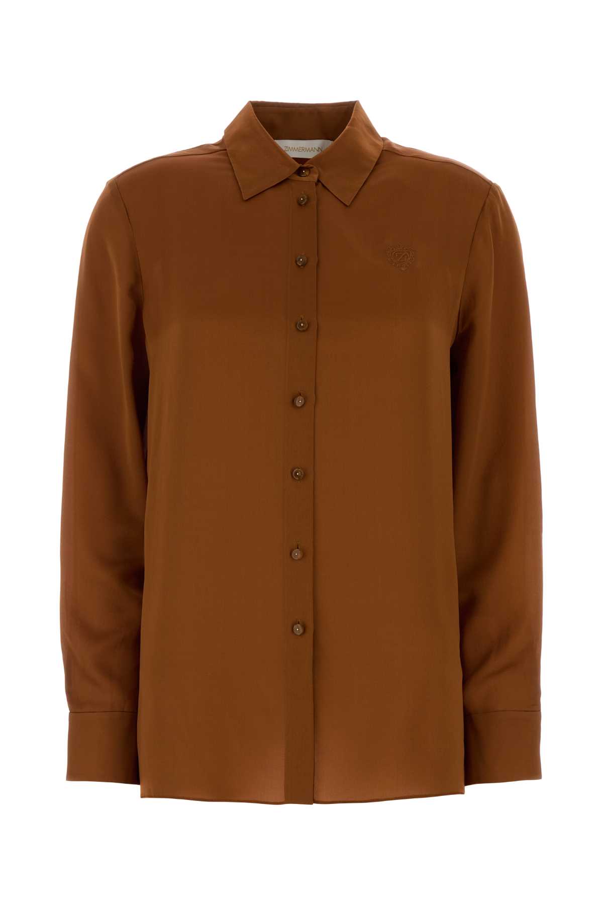 Zimmermann Caramel Satin Hypnotic Shirt In Brown