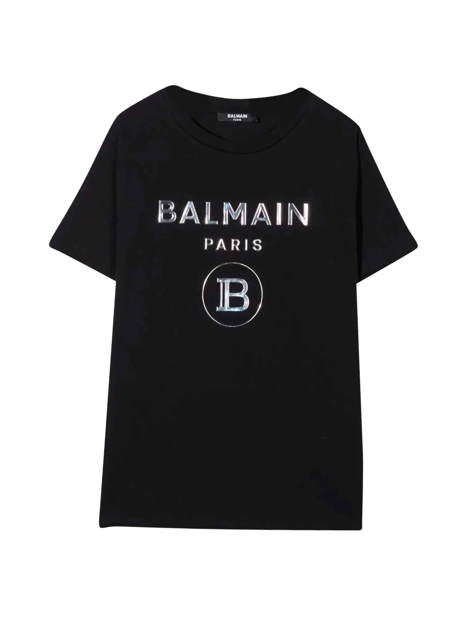 Balmain Black Teen T-shirt With White Print