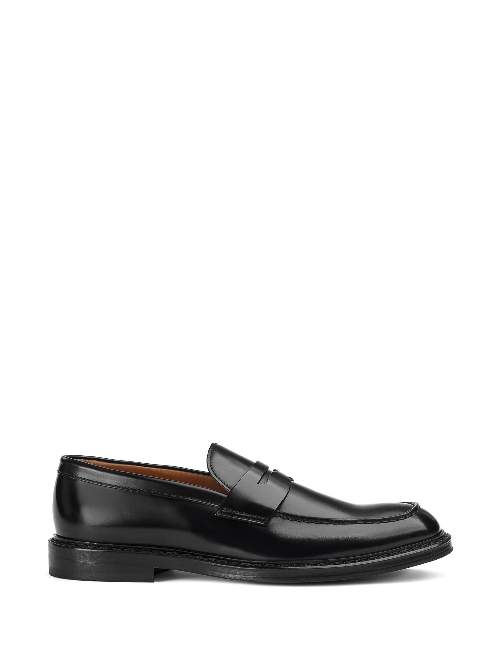 Doucal's Black Leather Moccasin In Nero