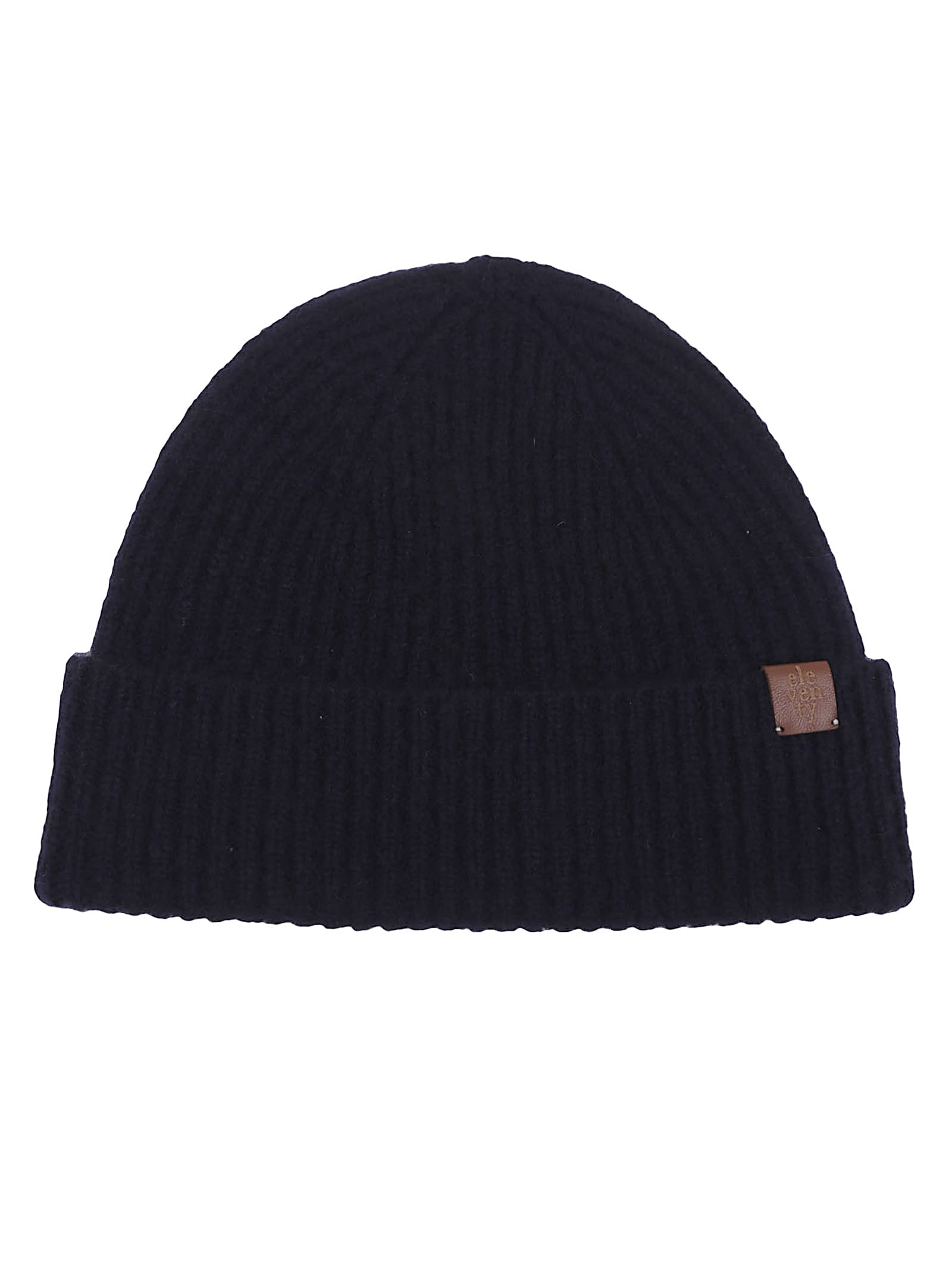 Eleventy Ribbed Knit Hat With Folded Cuff In Black