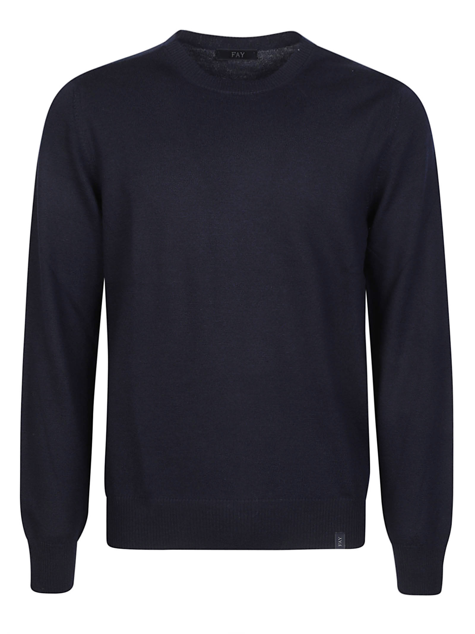 Fay Navy Blue Crew Neck Sweater In Blue