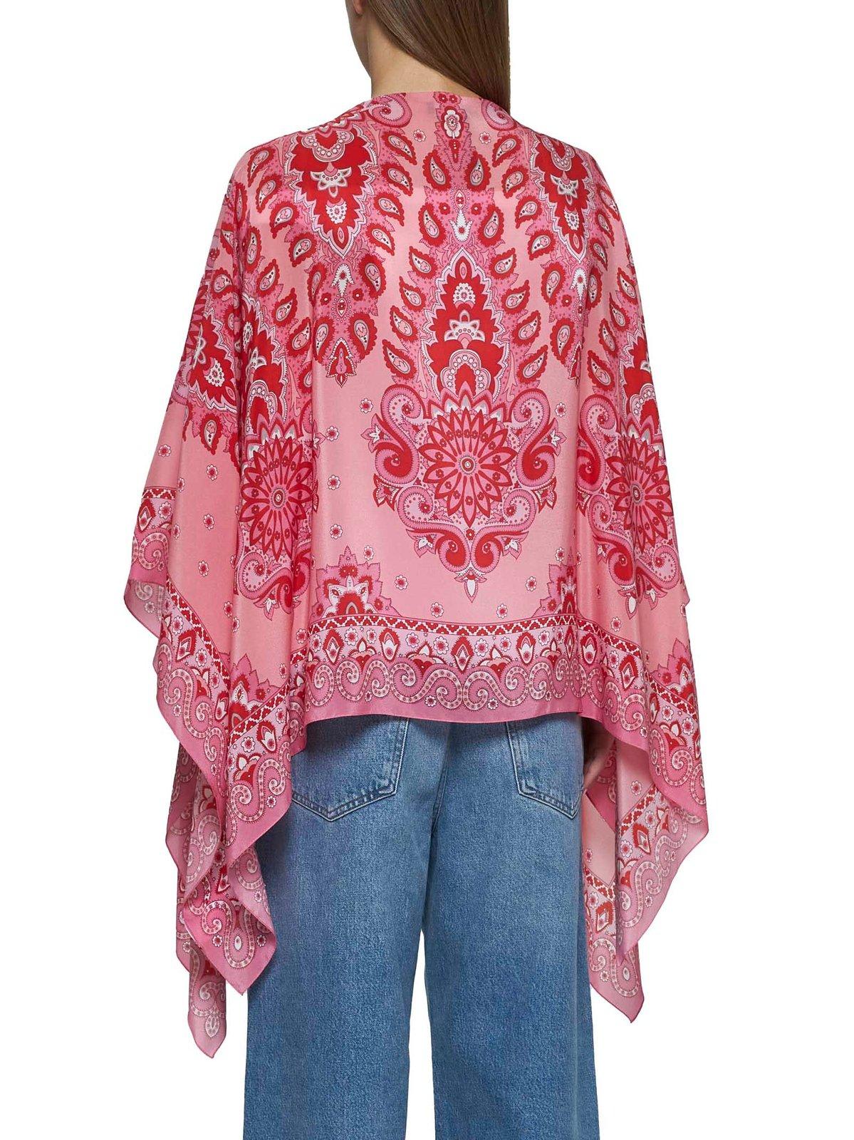 Etro Pink Paisley Silk Poncho In Pink
