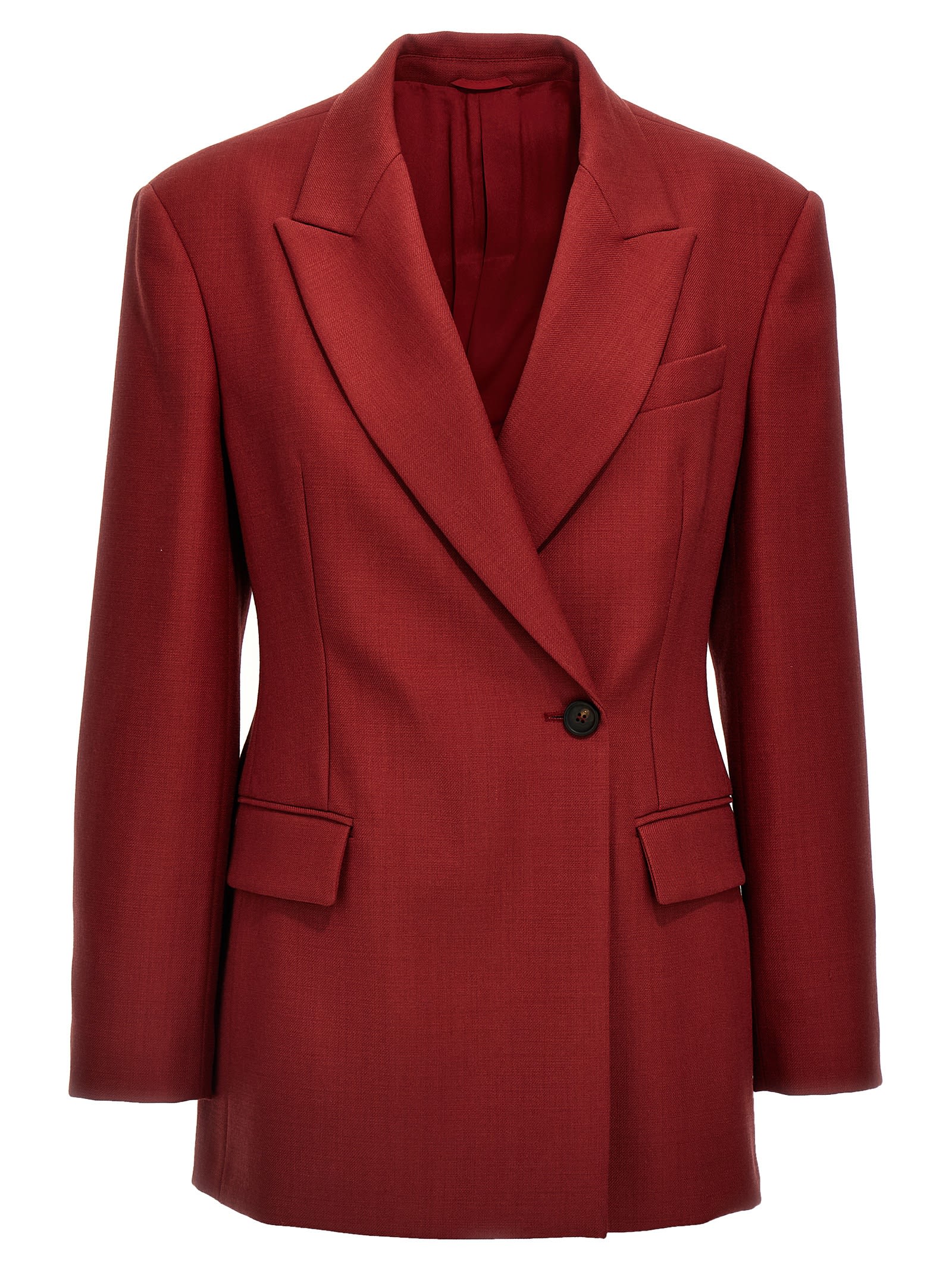 Shop Brunello Cucinelli Single-breasted Wool Blazer In Red