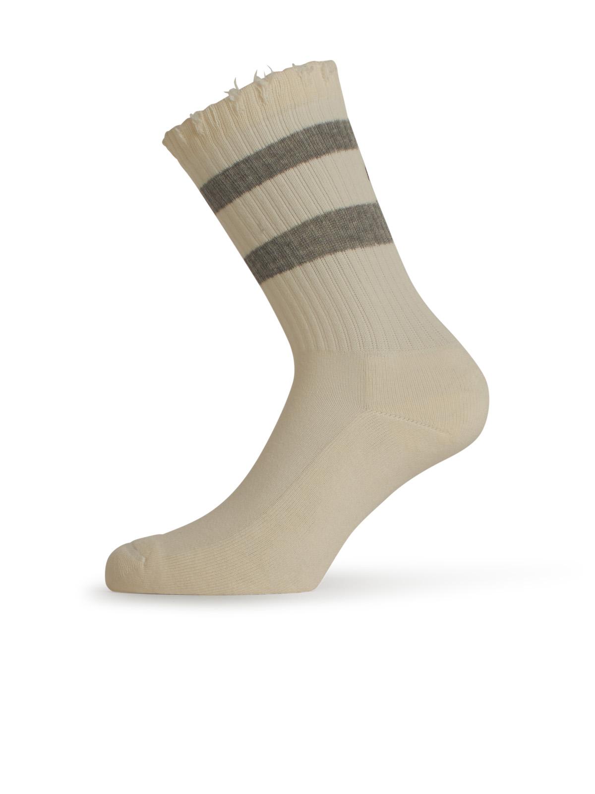 Golden Goose Cream Cotton Blend Socks In Heritage White/ Melange Grey/ Blue Navy