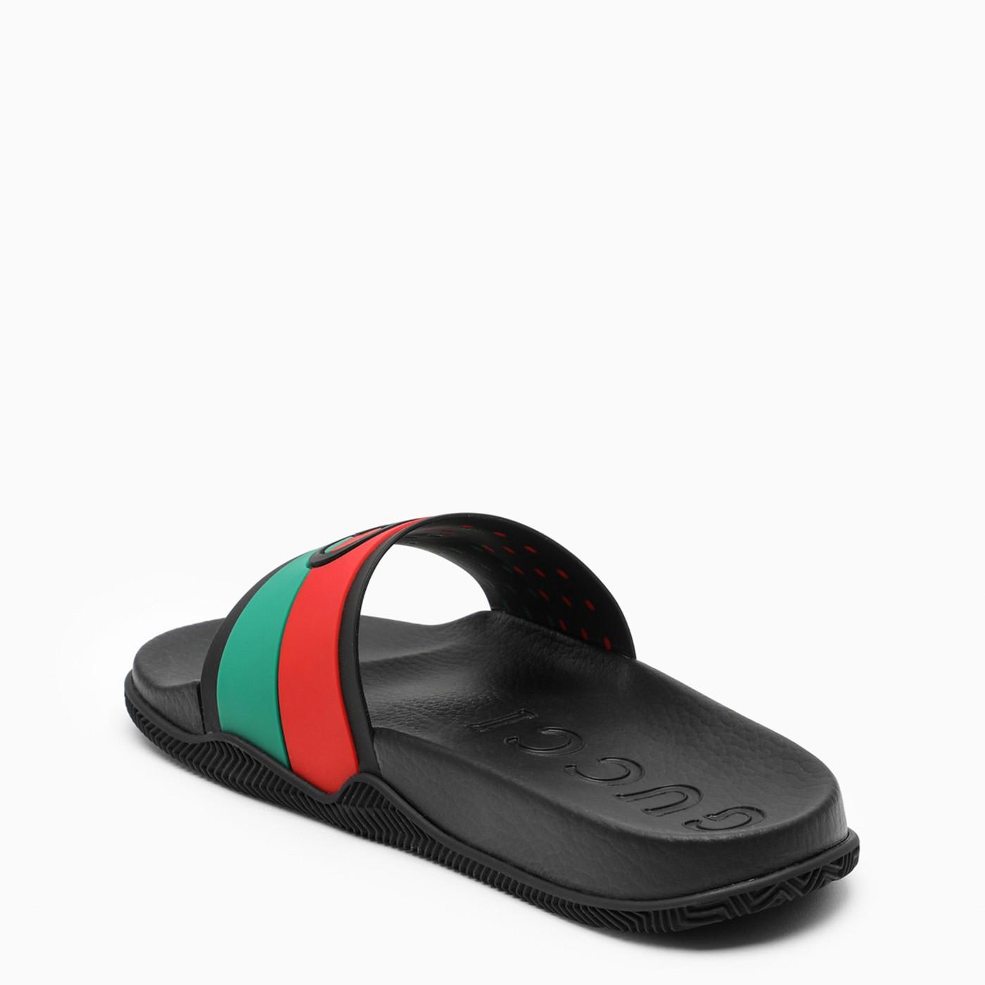 Shop Gucci Multicolour Slider Sandals In Black