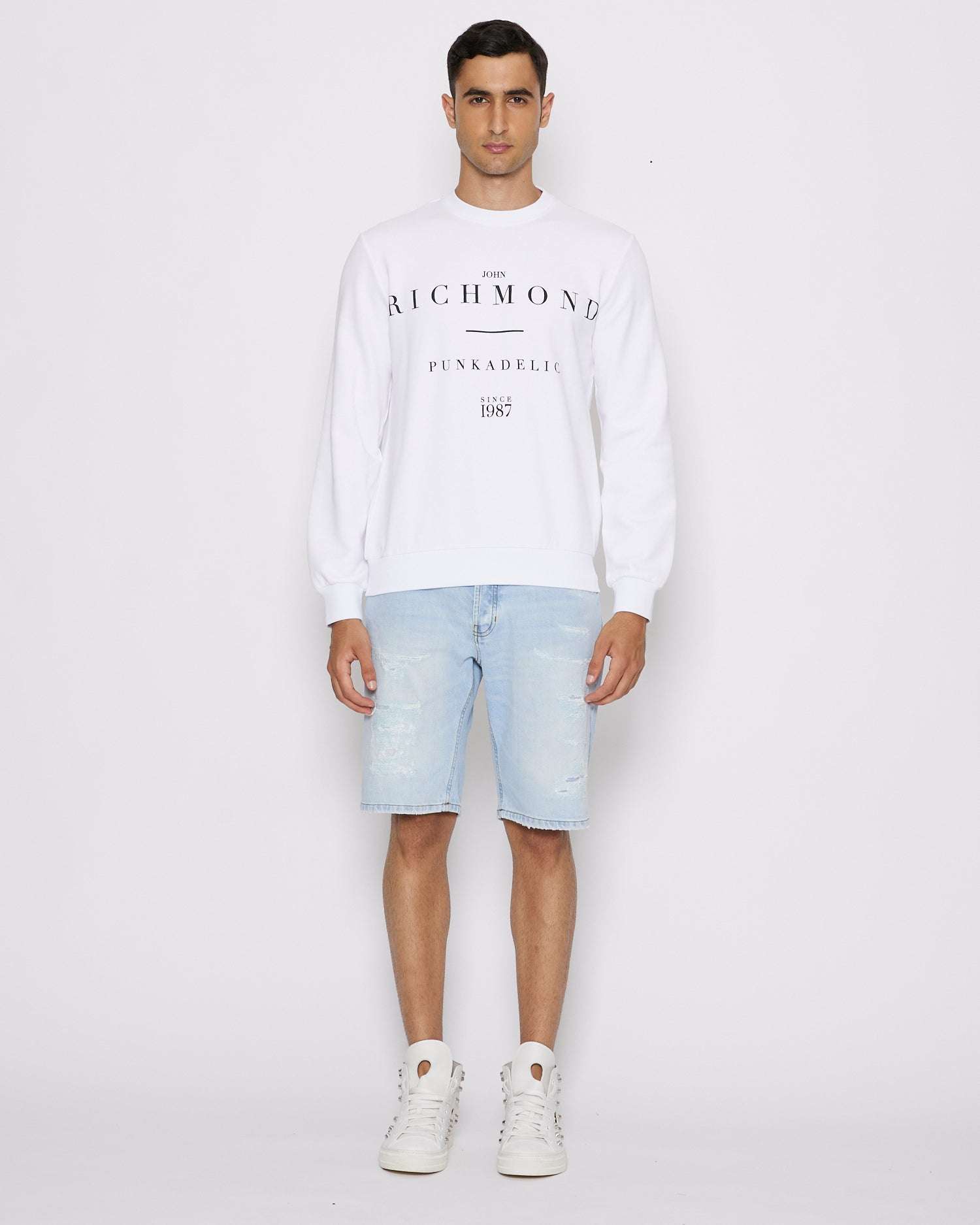 Shop John Richmond Sweatshirt With Front Graphic In Nero