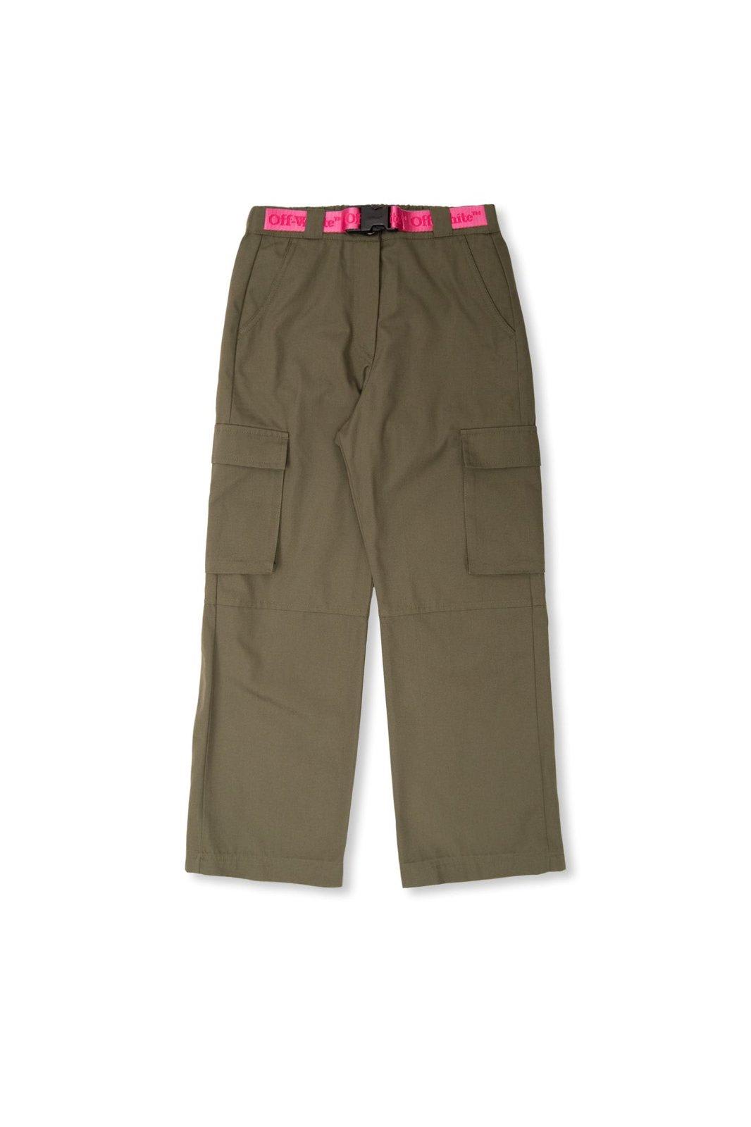 OFF-WHITE LOGO-WAISTBAND BELTED CARGO TROUSERS