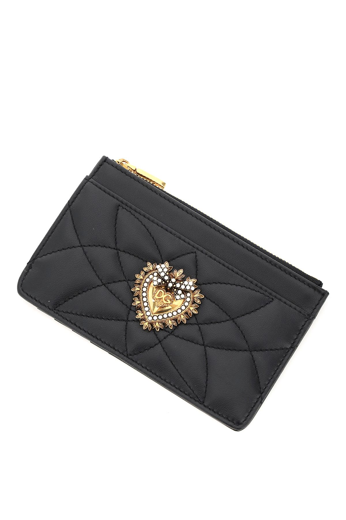 Shop Dolce & Gabbana Devotion Zipped Card Holder In Nero