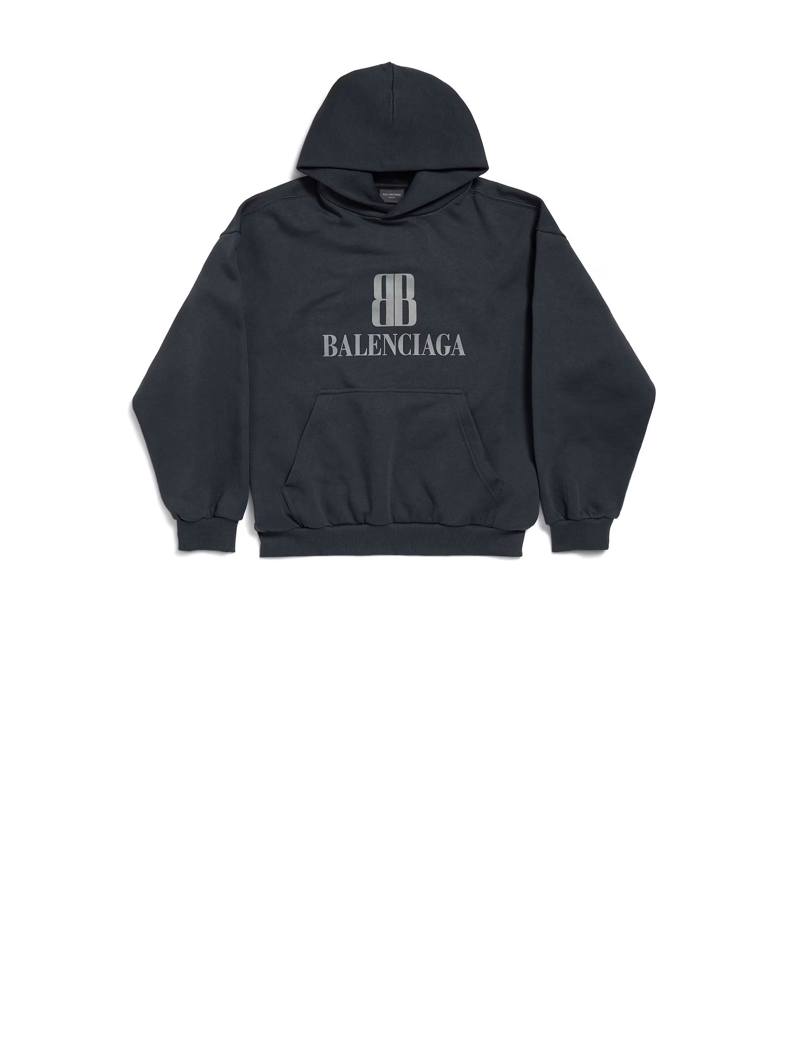 Balenciaga Black Hoodie With Fixed Hood And Logo Lettering On The Front In Cotton Man In Blue