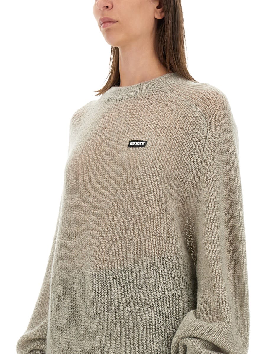 Rotate Birger Christensen Rotate Gradient Knit Sweater With Logo Patch In Grey