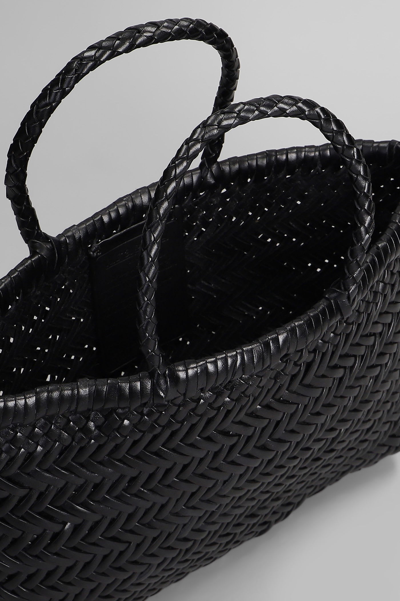 Dragon Diffusion Mini Flat Gora Baskt Hand Bag In Black Leather In Black