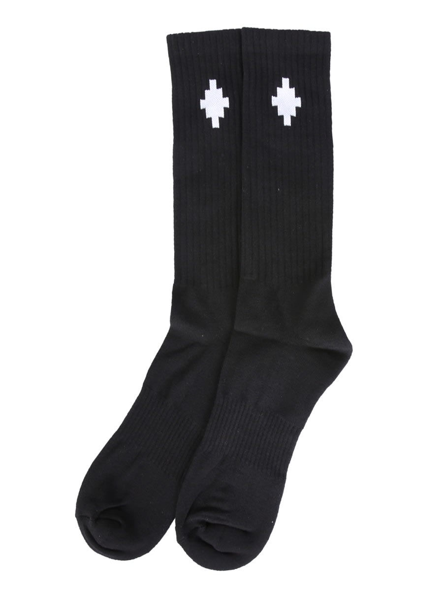 Shop Marcelo Burlon County Of Milan Cross Sideway Socks In Black