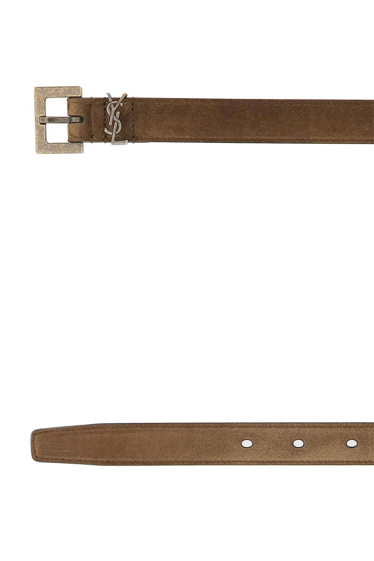 Shop Saint Laurent Brown Suede Belt In 2355