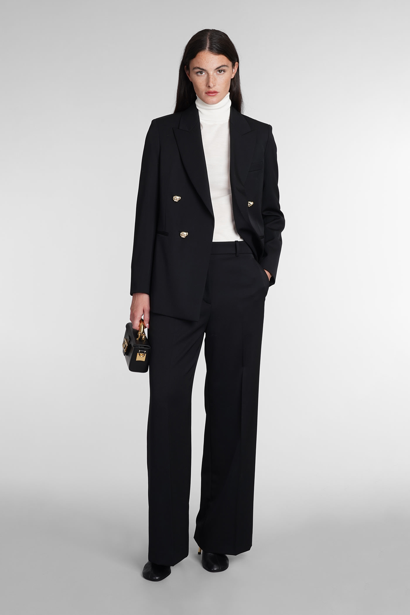 Lanvin High-waisted Wool Trousers In Black