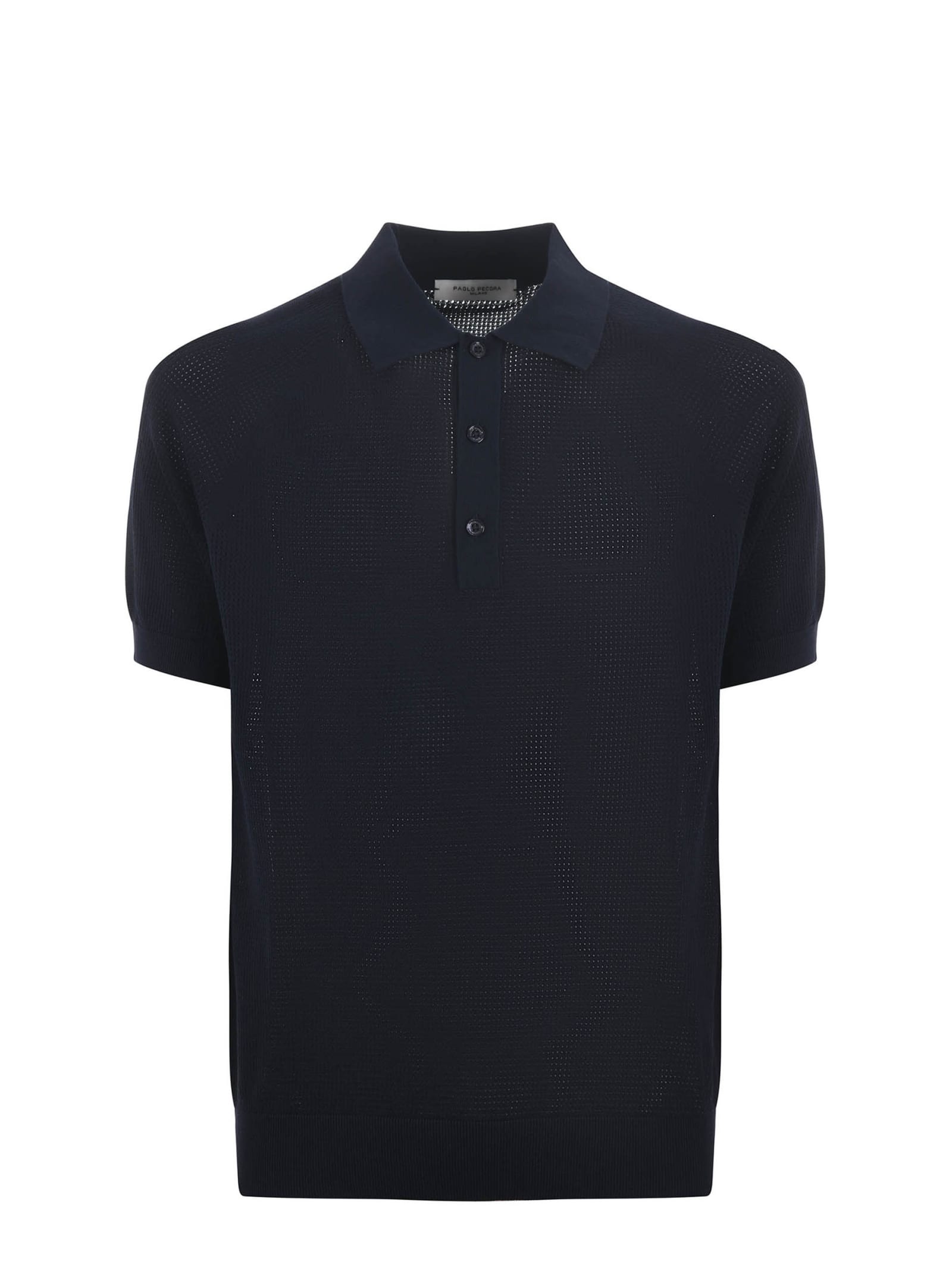 Shop Paolo Pecora Polo Shirt In Cotton Thread In Blu Scuro
