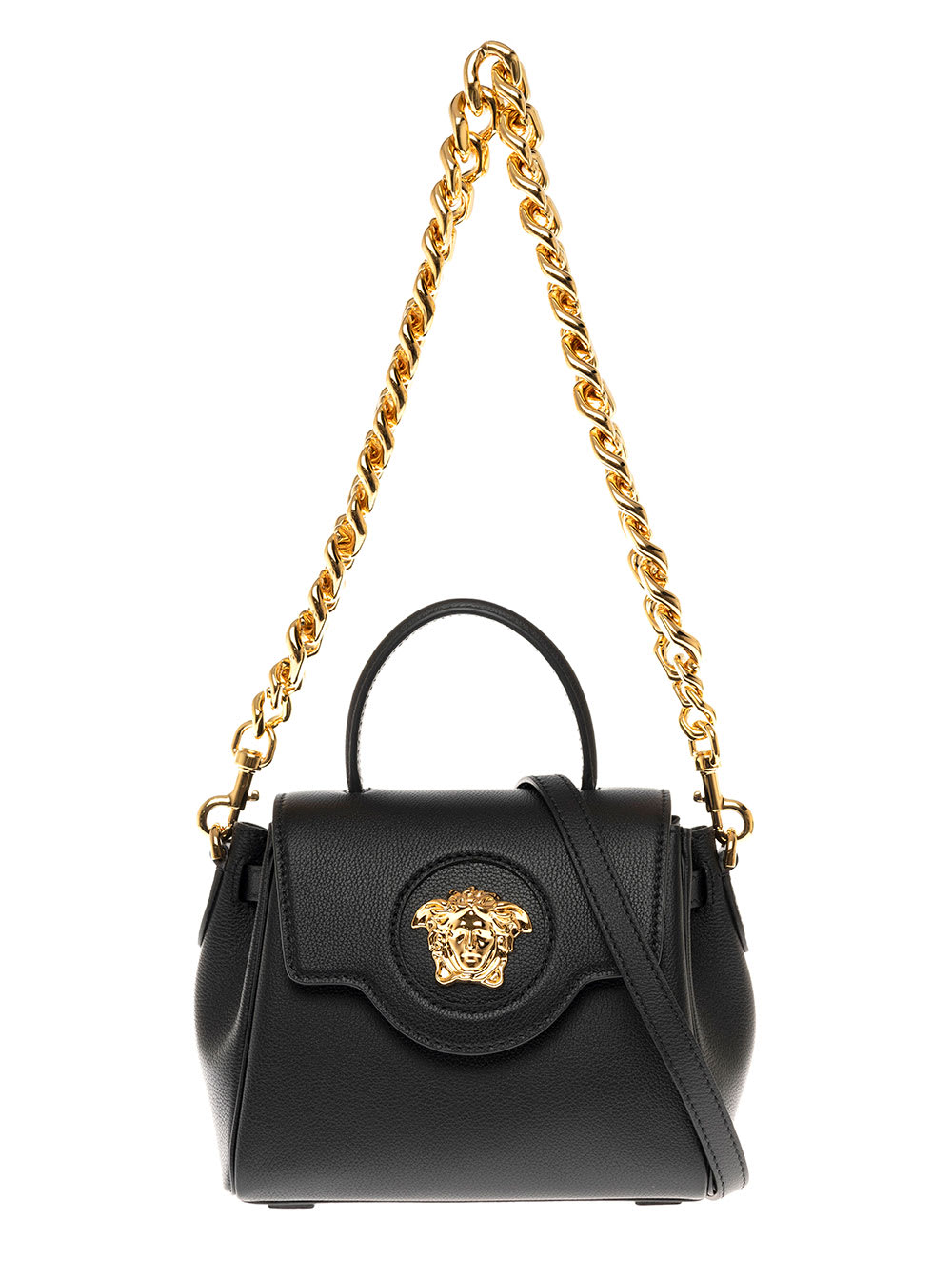 Versace La Medusa Black Leather Handbag
