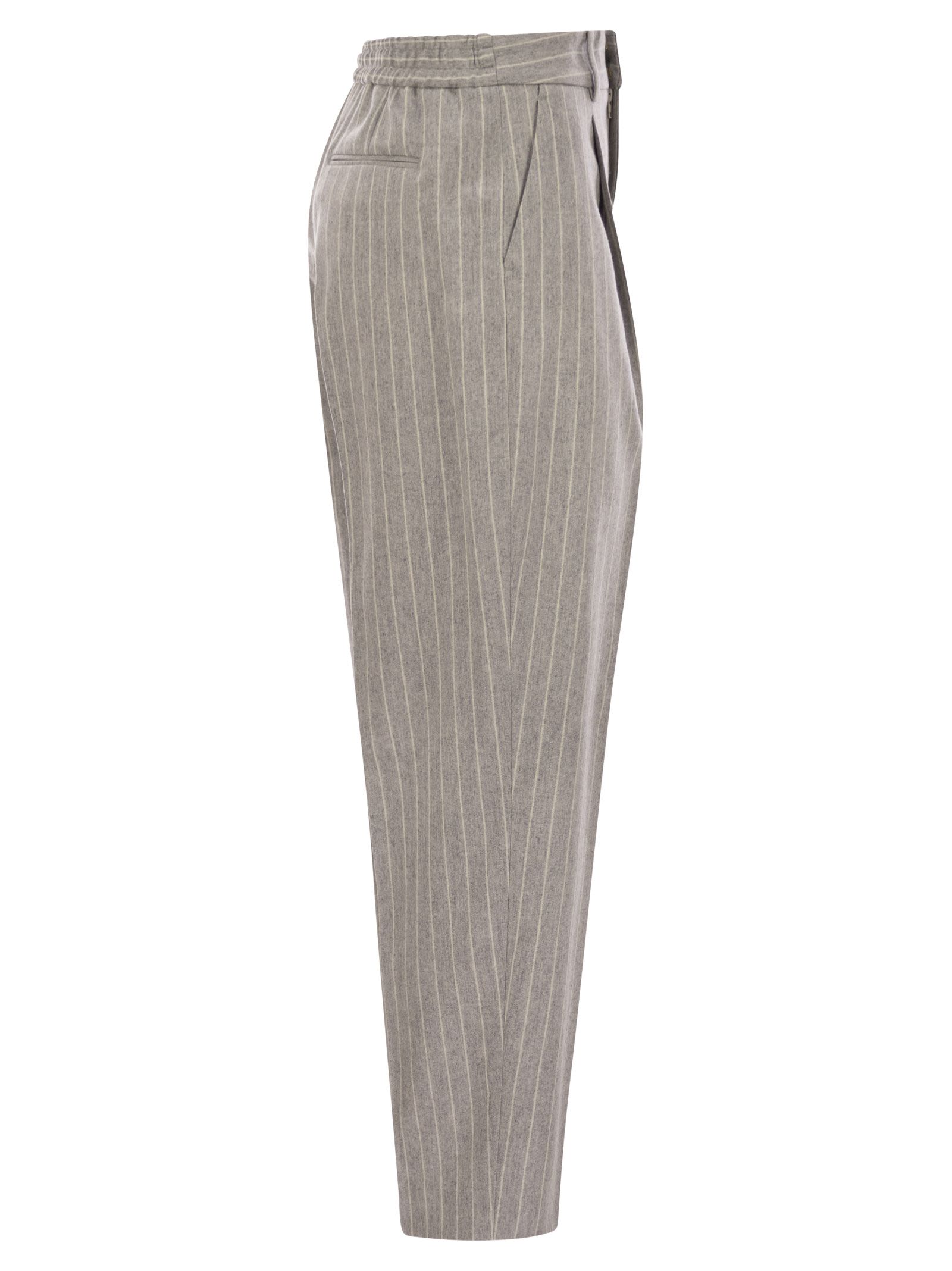 Shop Pt Torino Daisy - Wool And Cashmere Pinstripe Pants In Grey