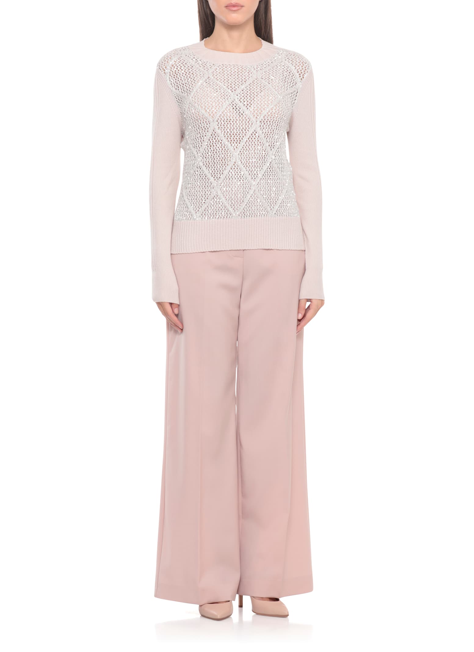 D Exterior Sweater With Paillettes In Pink