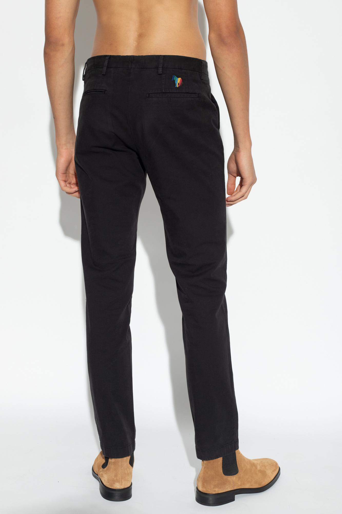 Shop Paul Smith Cotton Trousers In Black