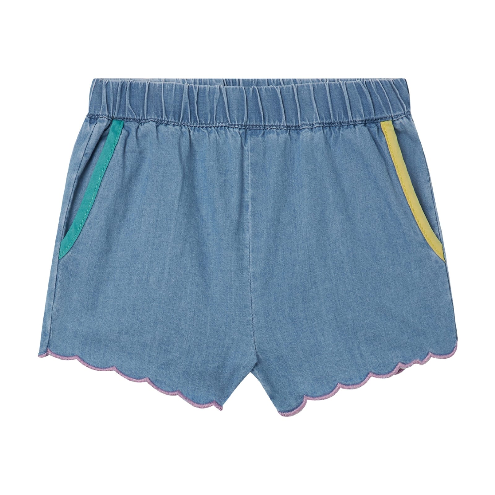 Stella Mccartney Babies' Shorts With Scalloped Hem In Blue