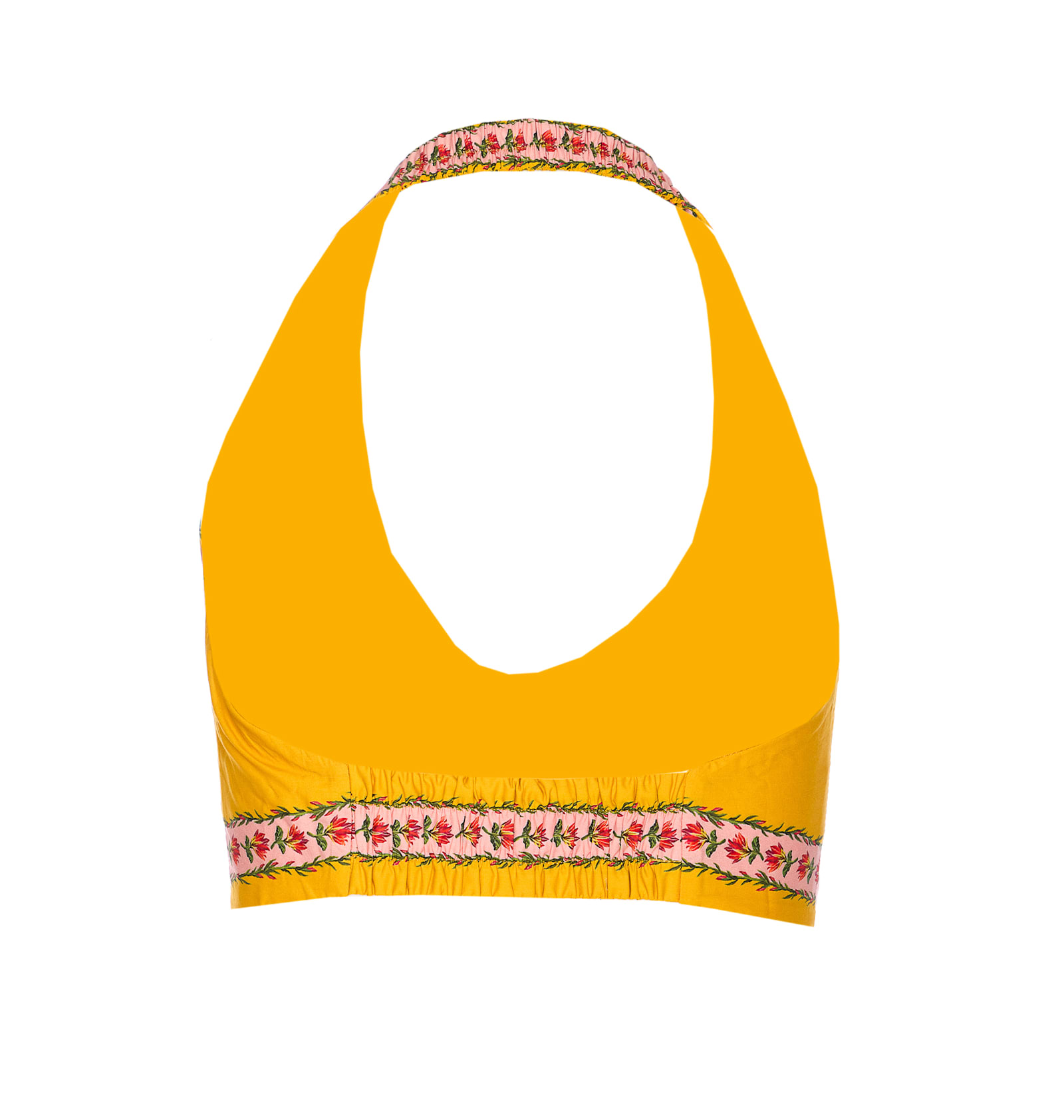 Farm Rio Spring Awakening Cotton Crop Top In Yellow