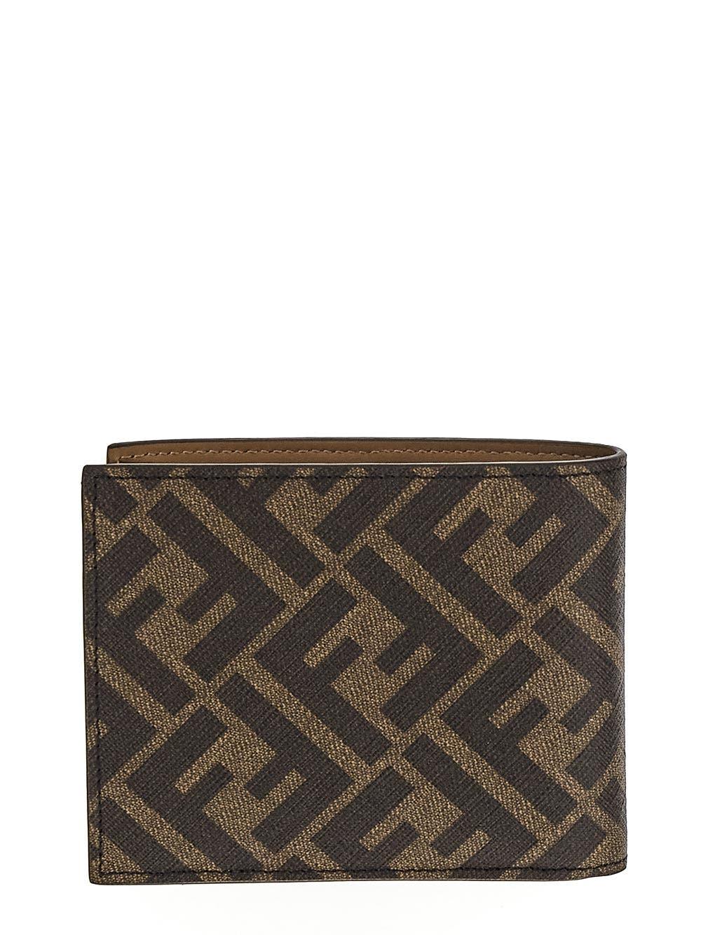 Shop Fendi Bifold Logo Wallet In Brown