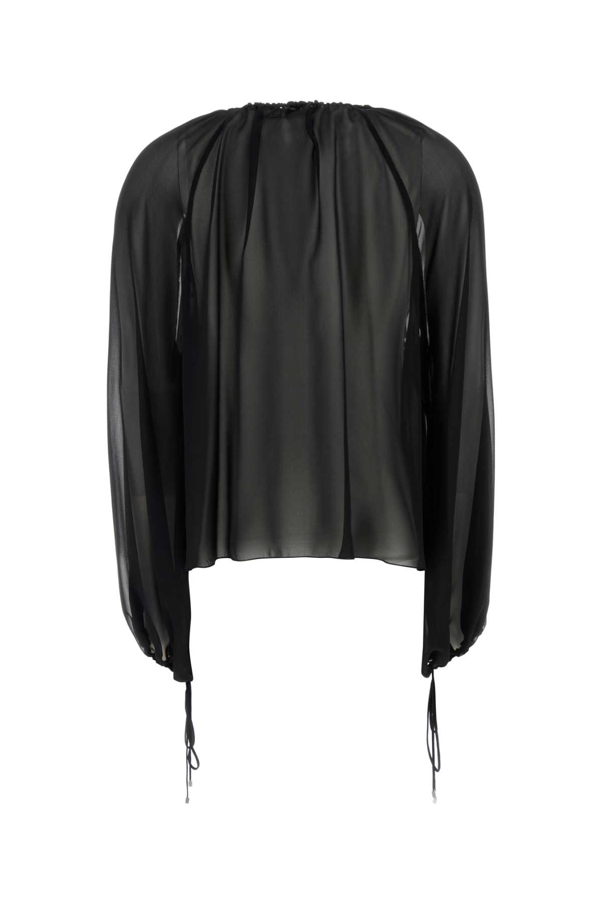 Blumarine Black Silk Georgette Blouse In Black