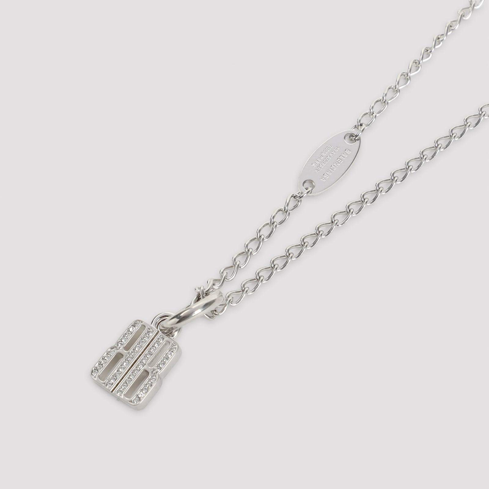 Balenciaga Delicate Chain Link Pendant Necklace In Silver