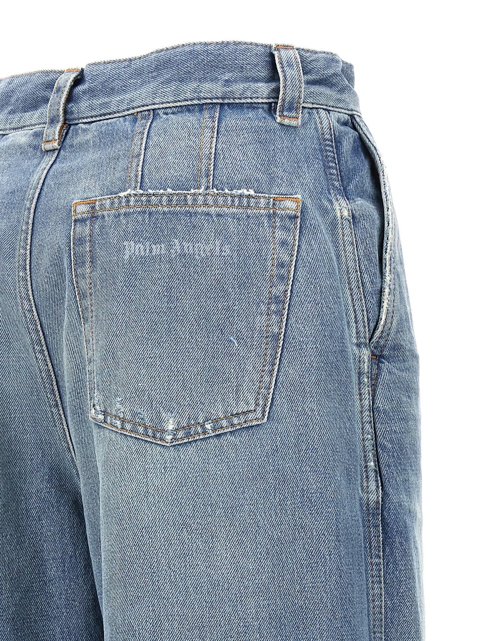 Shop Palm Angels Washed Logo Jeans In Light Blue