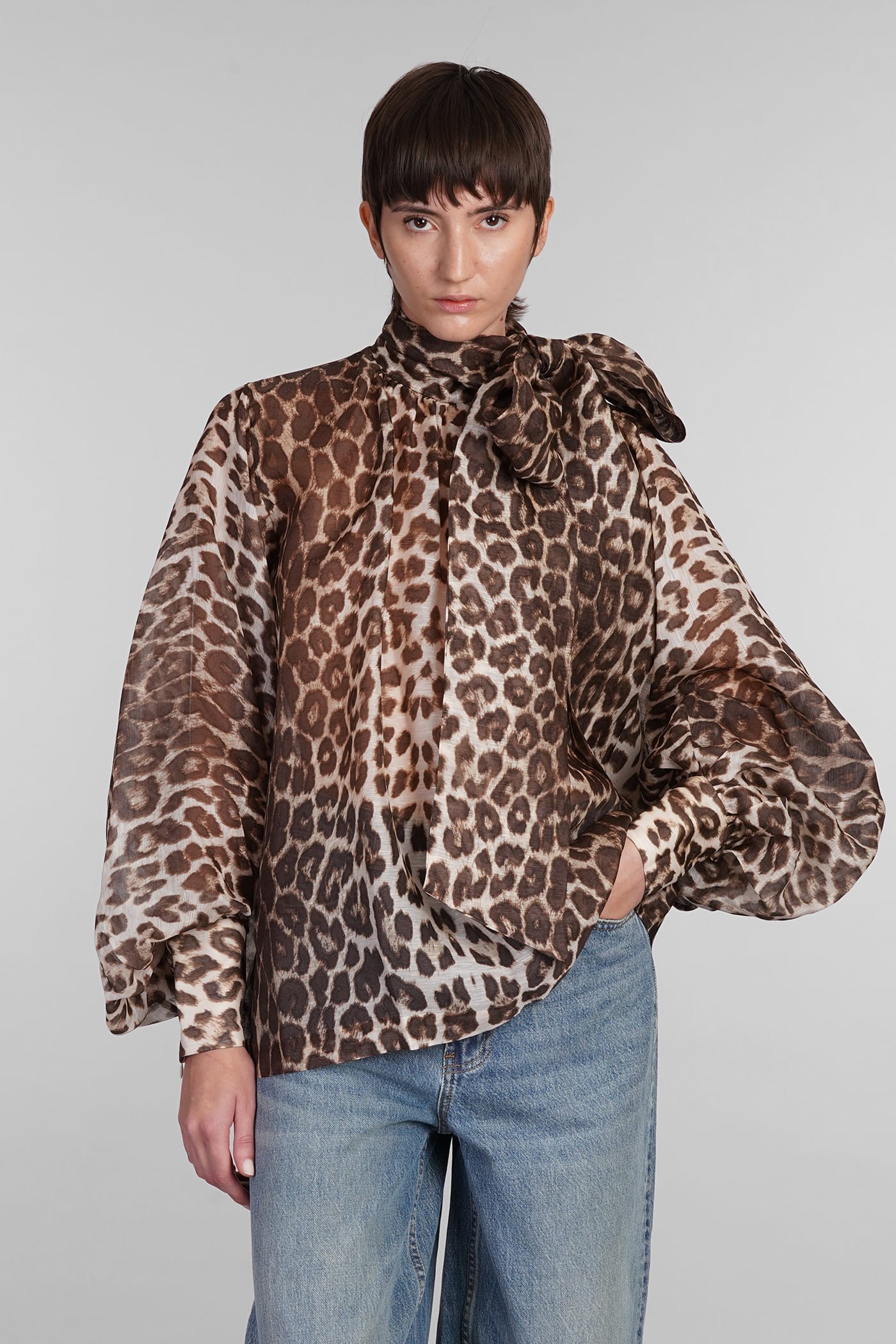 Shop Zimmermann Blouse In Animalier Linen