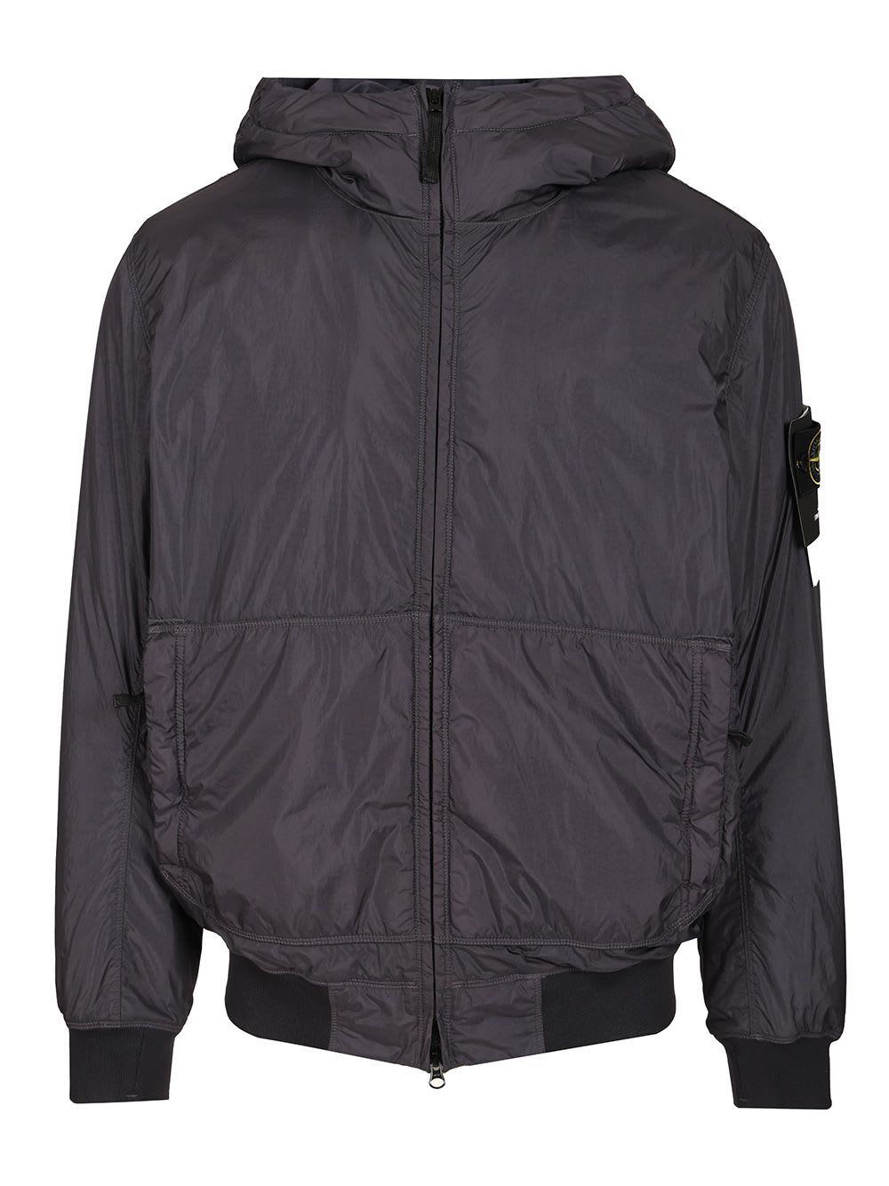 Stone Island Mens Dark Blue Crinkle Logo-patch Padded Shell Jacket In Black