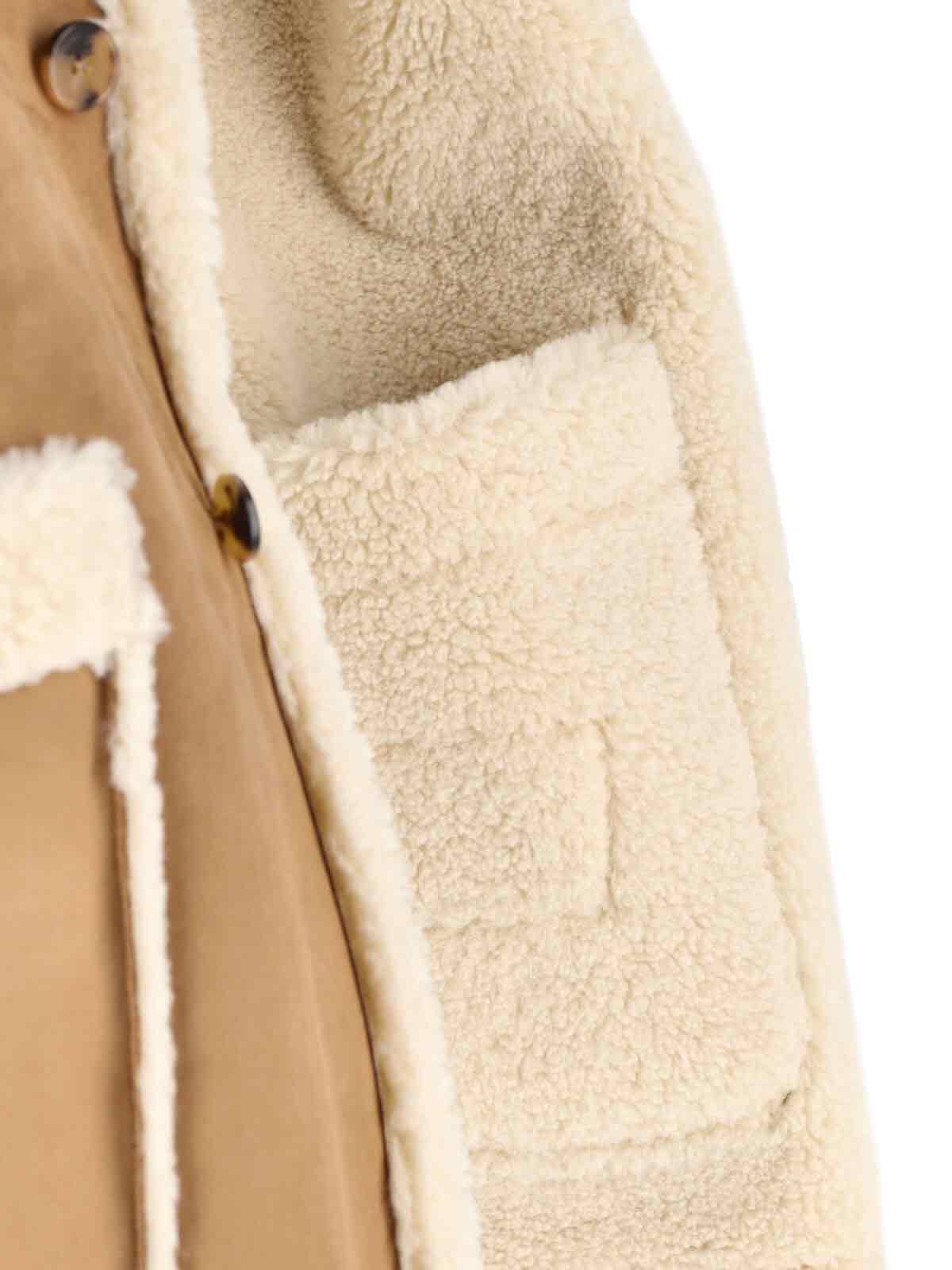 Dunst Beige Reversible Shearling Jacket With Classic Collar And Two Front Patch Pockets In Ecofur Man In Brown