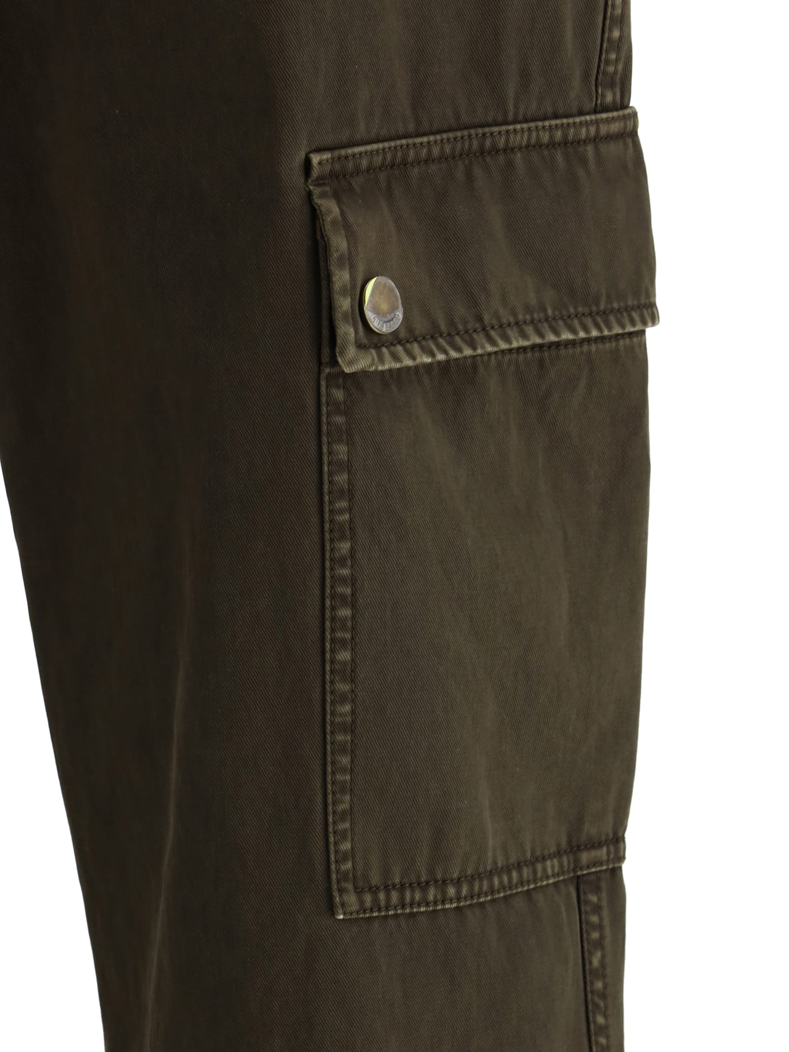 Burberry Cargo Trousers With Belt Loops And Stitch Detailing In Juniper