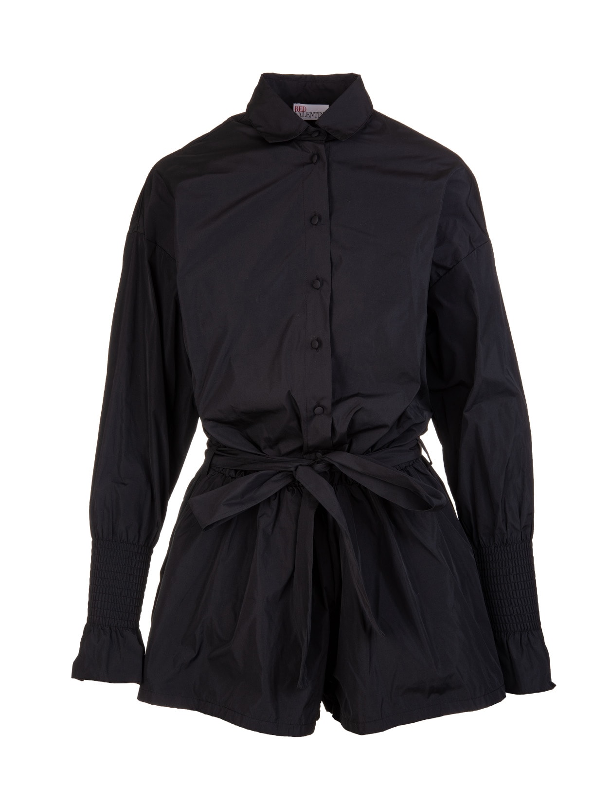 RED Valentino Short Black Shirt Jumpsuit With Bow