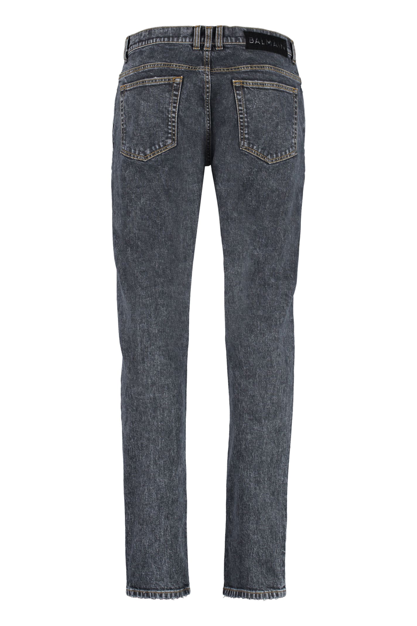 Shop Balmain 5-pocket Slim Fit Jeans In Black