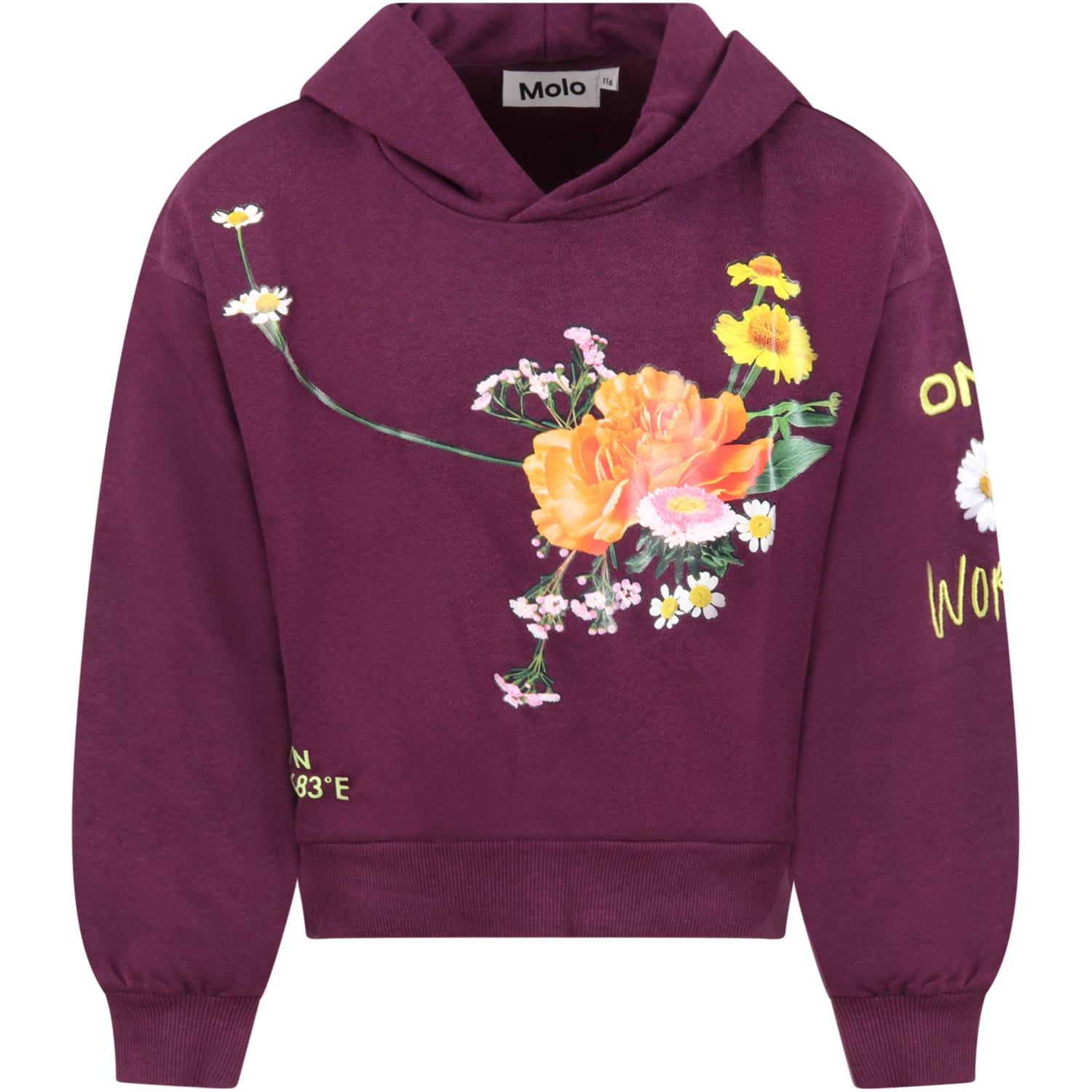 Molo Purple marensweatshirt For Girl With Flowers