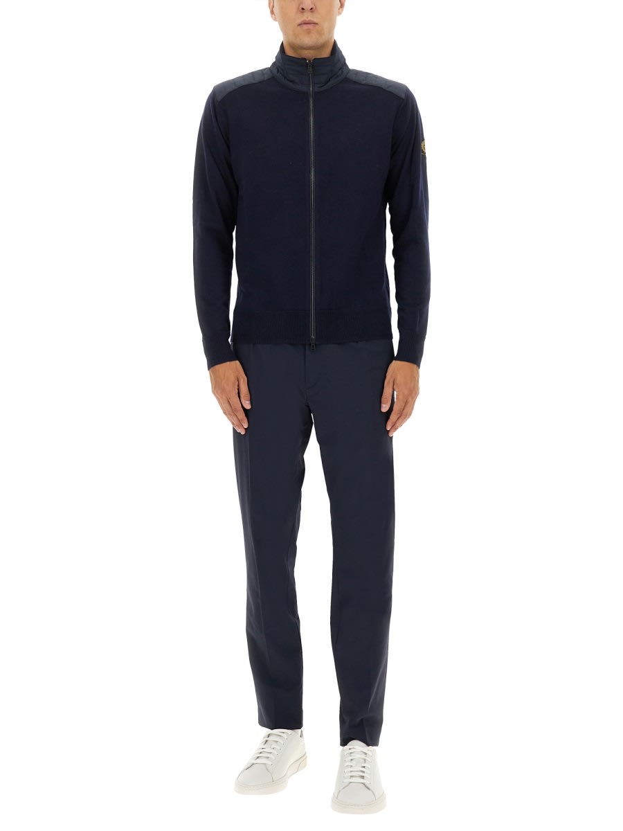 Belstaff Kelby Padded-detail Cardigan In Blue