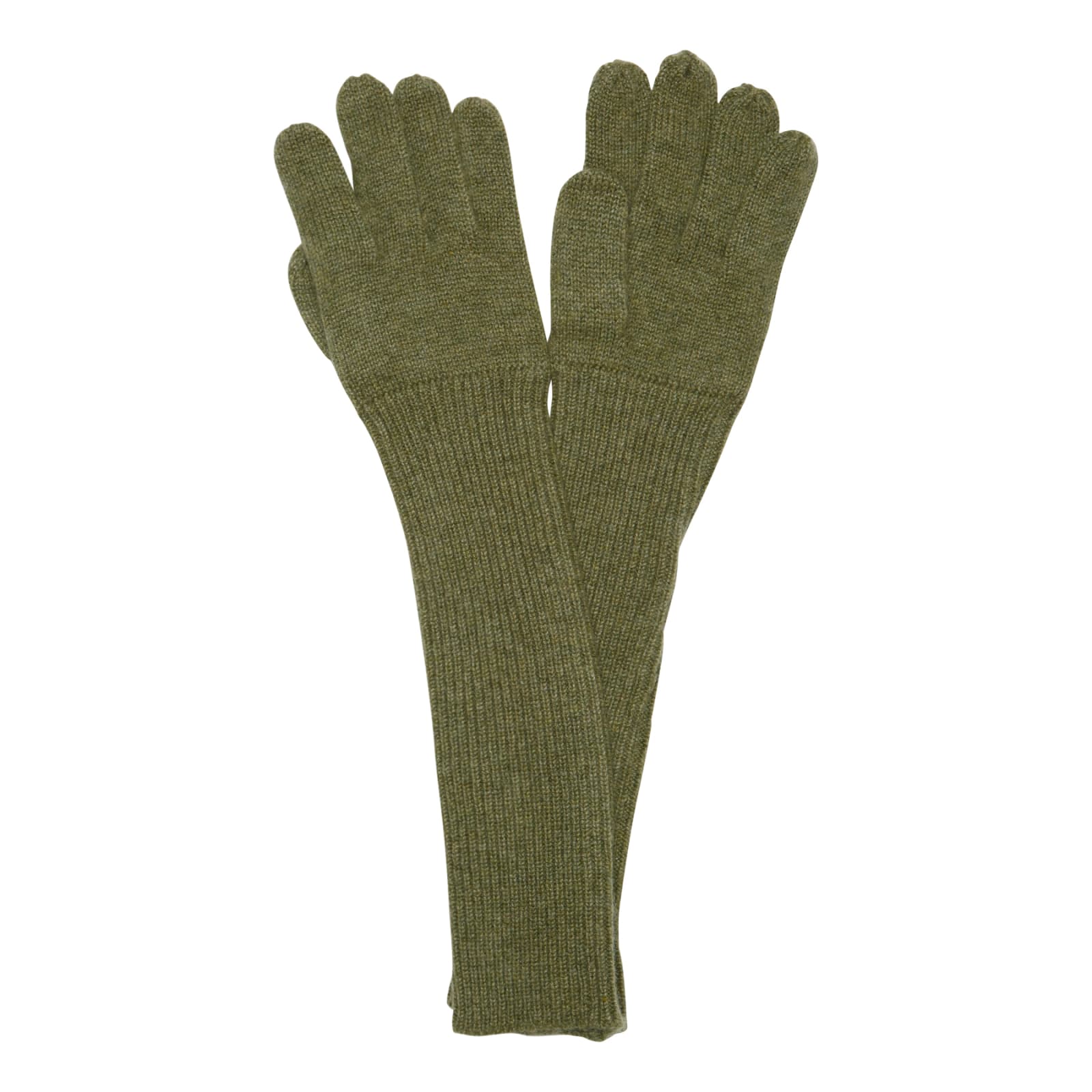Aspesi Green Cashmere Long Gloves
