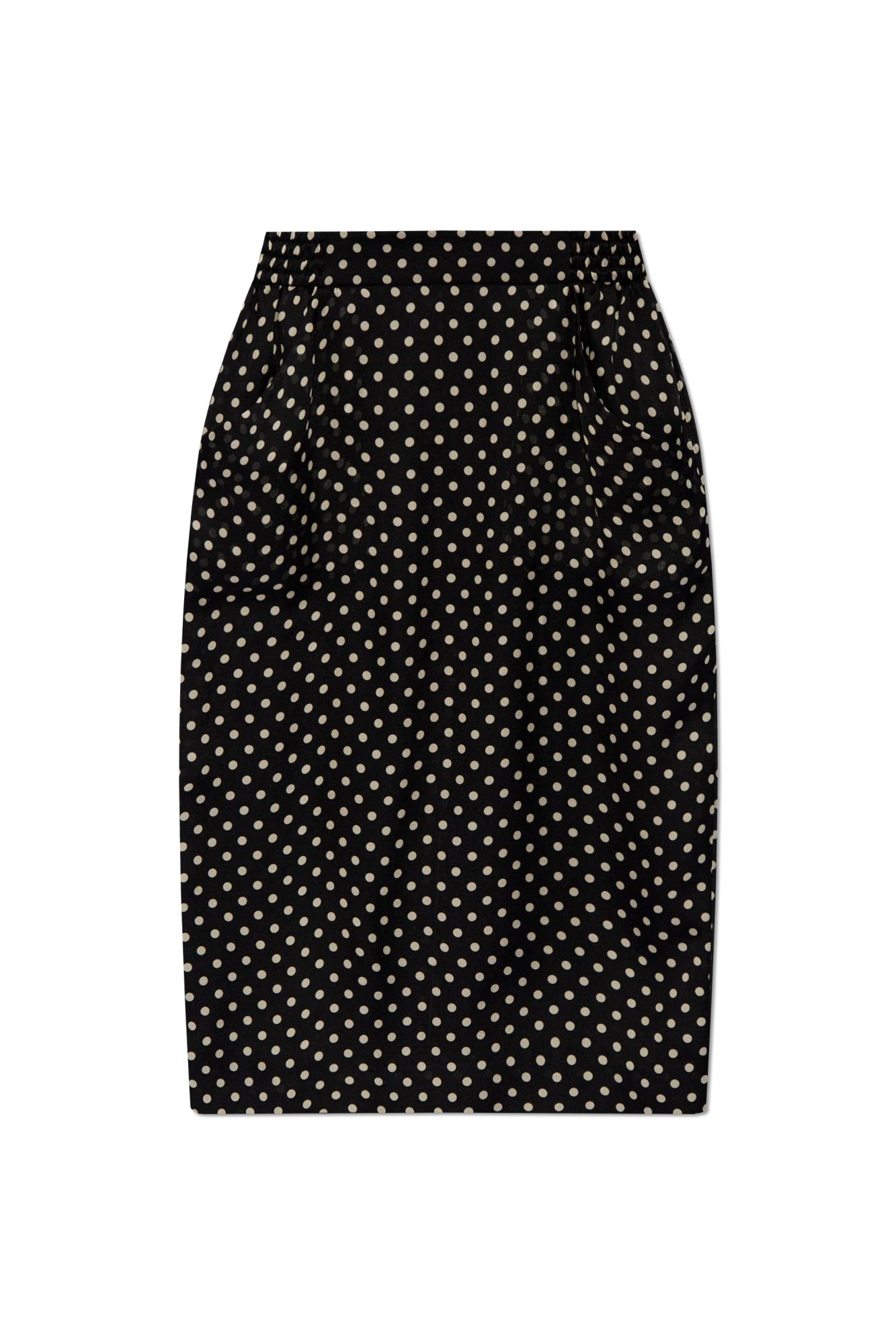 Shop Saint Laurent Dotted Print Skirt In Noir Craie