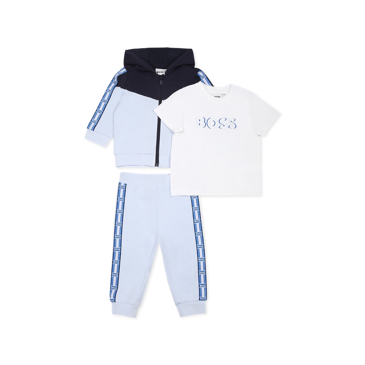 Hugo Boss Light Blue Suit For Baby Boy With Logo